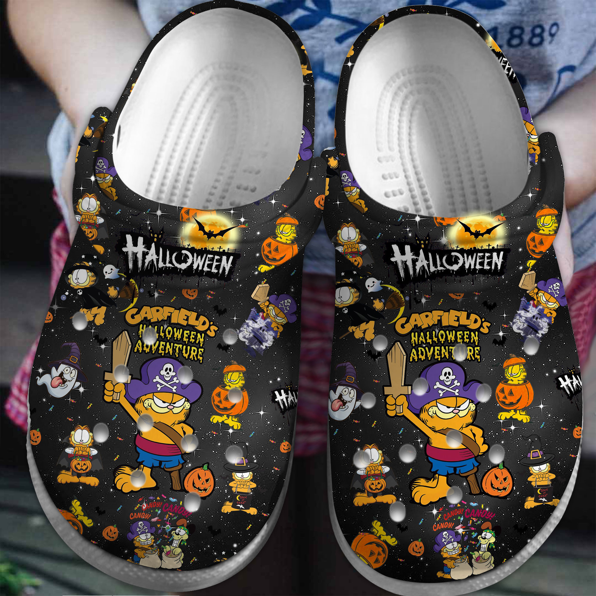 Garfield's Halloween Adventure Cartoon Crocs Crocband Clogs Shoes Comfortable For Men Women and Kids