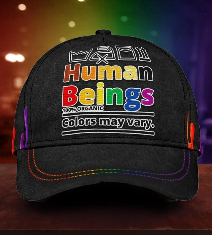 Gay Classic Cap, Colors May Vary Human Beings Lgbt Printing Baseball Cap Hat, Gay Pride Accessories Trucker Hats Custom Hats Gifts For Men & Women