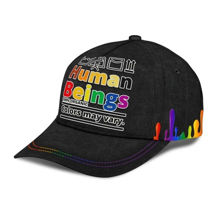 Gay Classic Cap, Colors May Vary Human Beings Lgbt Printing Baseball Cap Hat, Gay Pride Accessories Trucker Hats Custom Hats Gifts For Men & Women