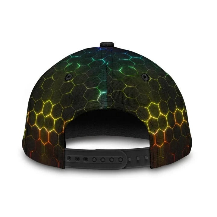 Gay Pride Baseball 3D Cap, LGBT Neon Hexagon Printing Classic Cap Hat, Lesbian Pride Accessories Trucker Hats Custom Hats Gifts For Men & Women