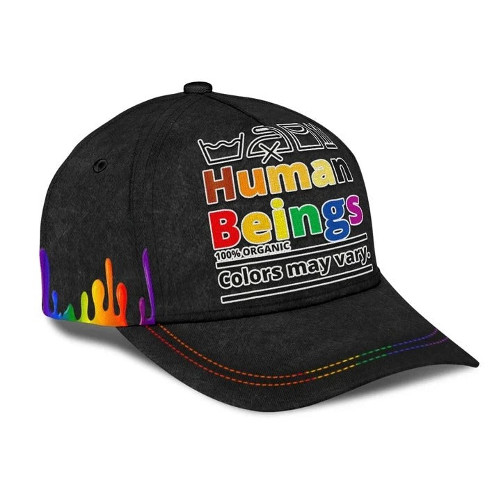 Gay Pride Baseball Cap, Human Beings Colors May Vary Lgbt Printing Baseball Cap Hat Trucker Hats Custom Hats Gifts For Men & Women