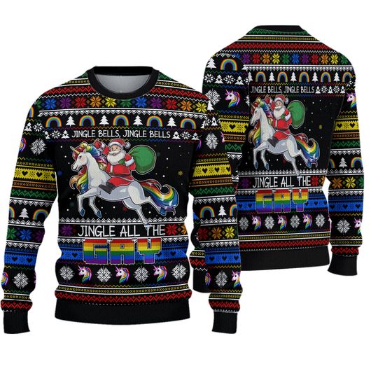 Gay Santa Claus Ugly Christmas Sweater - Jingle Bells Design - Image 2