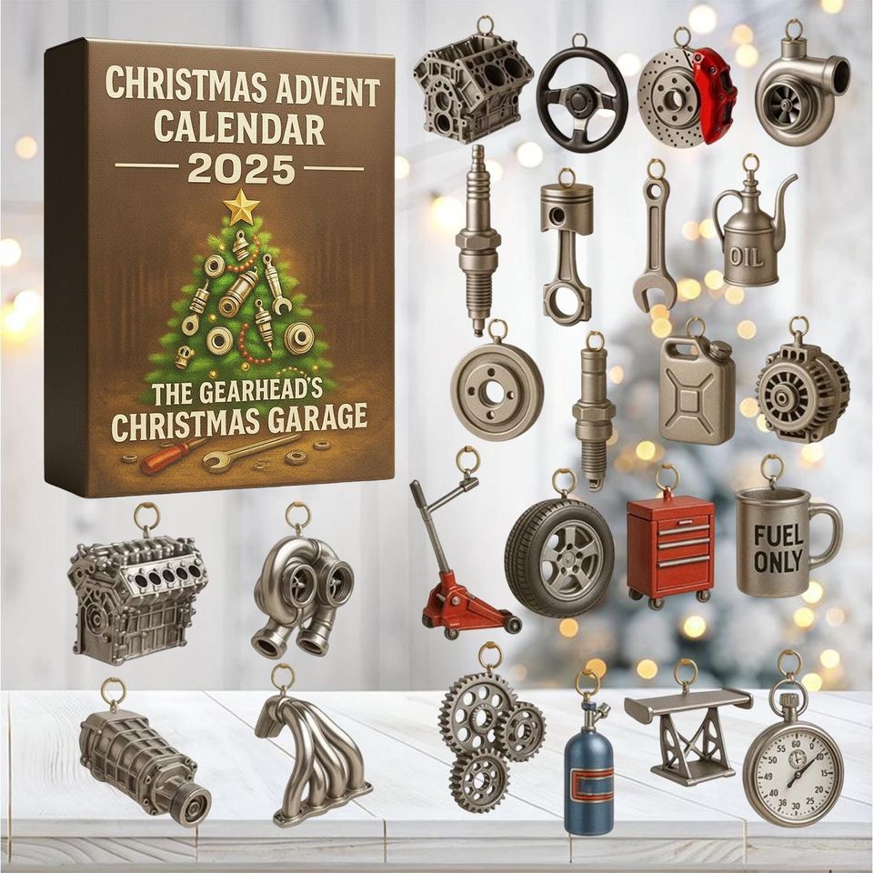 Gearheads Christmas Garage Advent Calendar 2025, 24-Day Car Mechanic Christmas Countdown Box