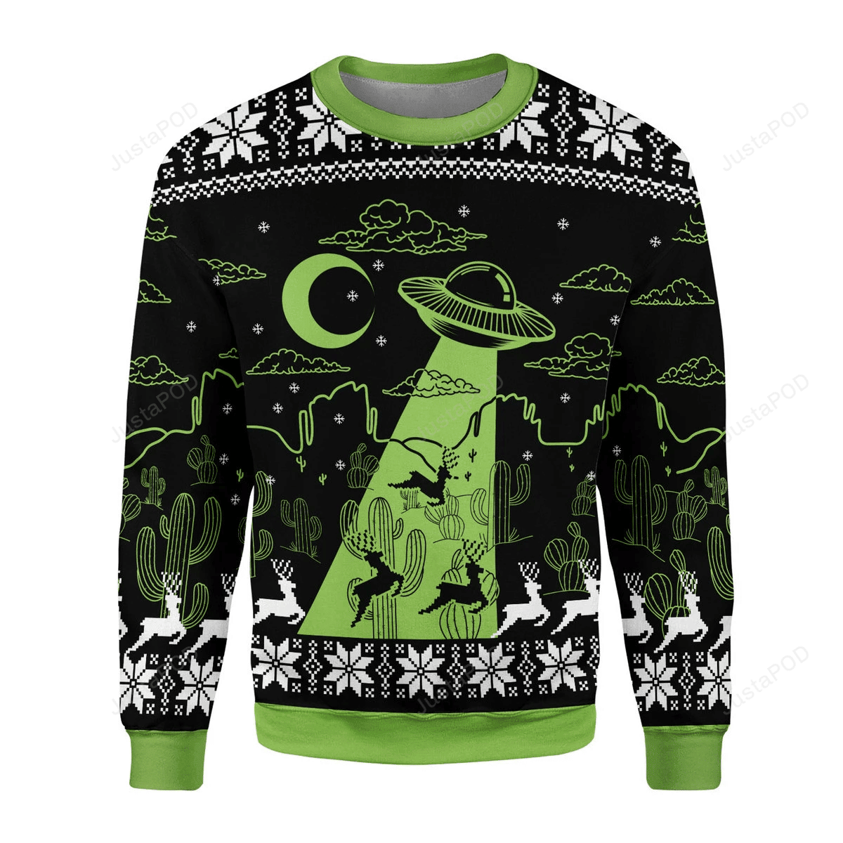 Gearhomies Christmas Ufo Holographic Ugly Christmas Sweater Adult 3D Funny Matching for family - Image 2