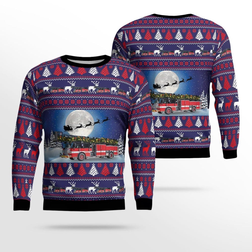 Geneva Illinois City of Geneva Fire Department AOP Ugly Sweater Xmas Unisex Sweater Christmas Gifts For Men Women