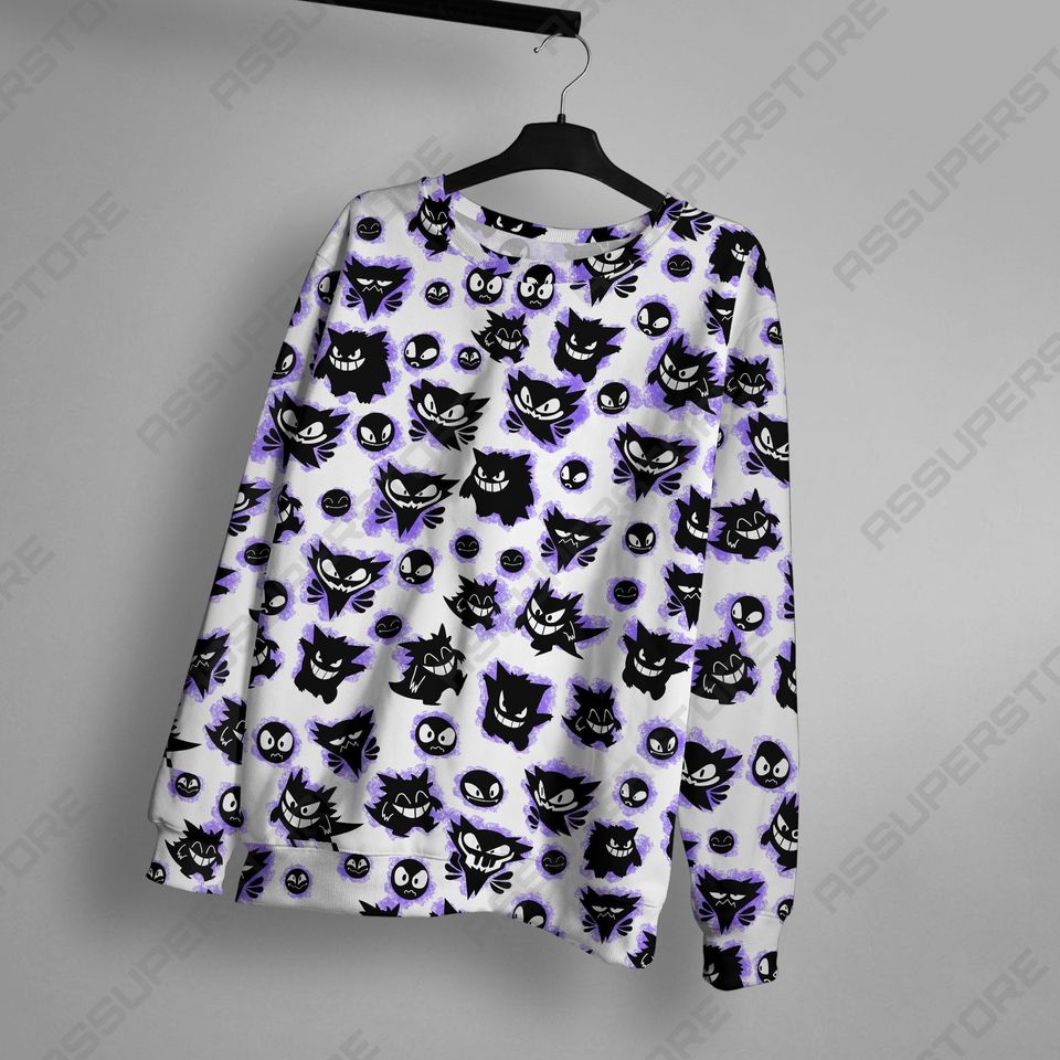 Gengar Ghost Sweatshirt Cute Japanese Anime Sweatshirt Gengar Shirt Gift