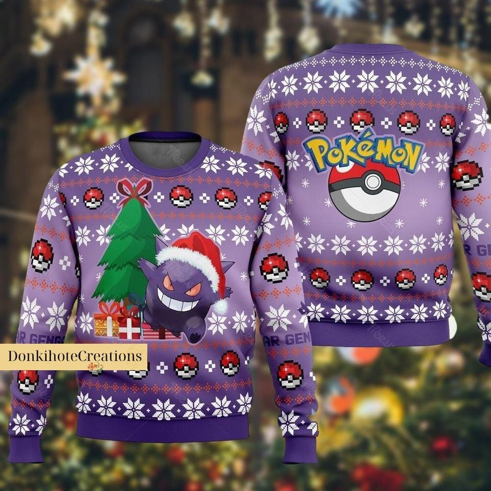 Gengar PKM Ugly Christmas Sweater, 3D Sweater