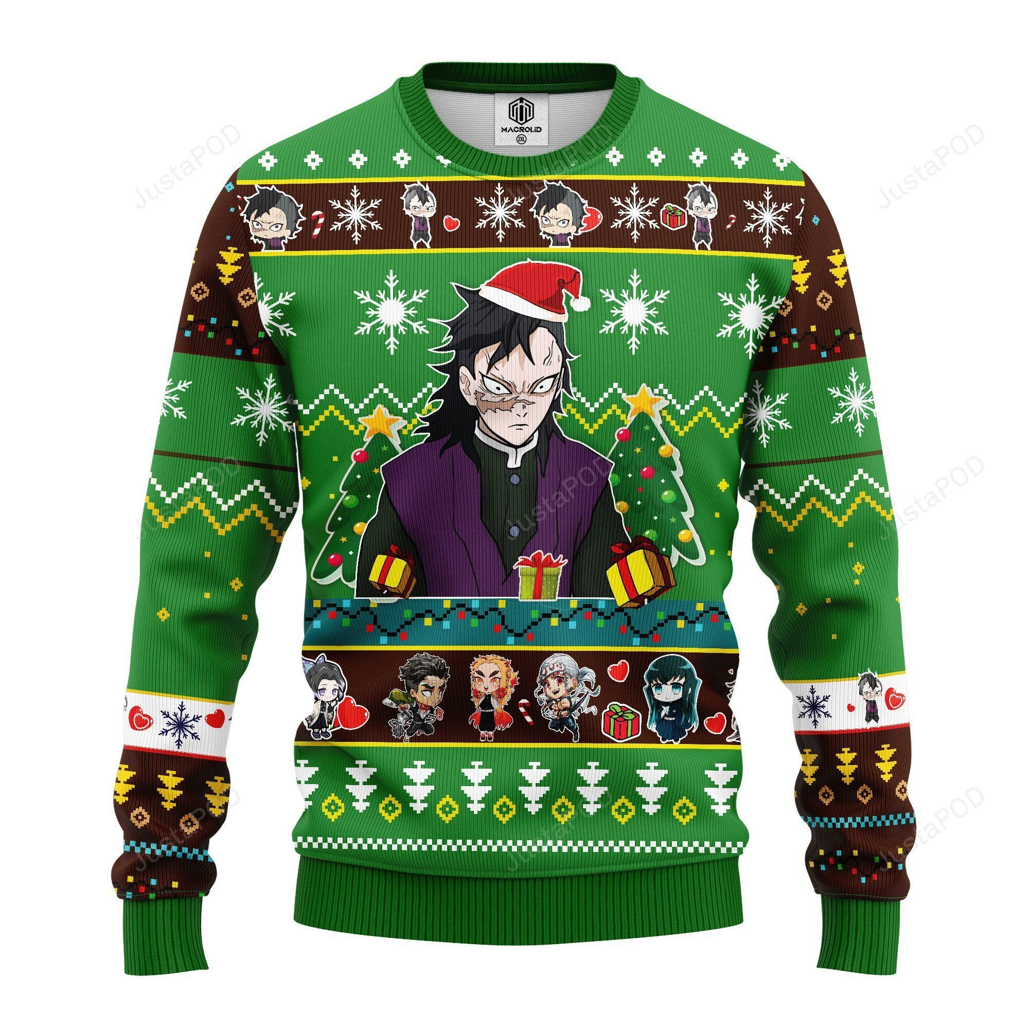 Genya Shinazugawa Demon Slayer Anime Ugly Christmas Sweater Adult 3D Funny Matching for family