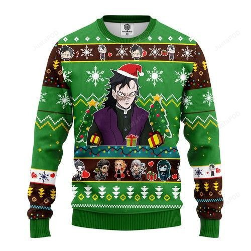 Genya Shinazugawa Demon Slayer Anime Ugly Christmas Sweater Adult 3D Funny Matching for family