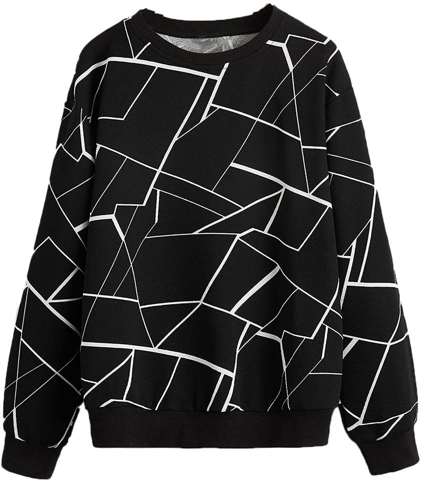 Geometric 3D Print Long Sleeve Top Sweatshirt