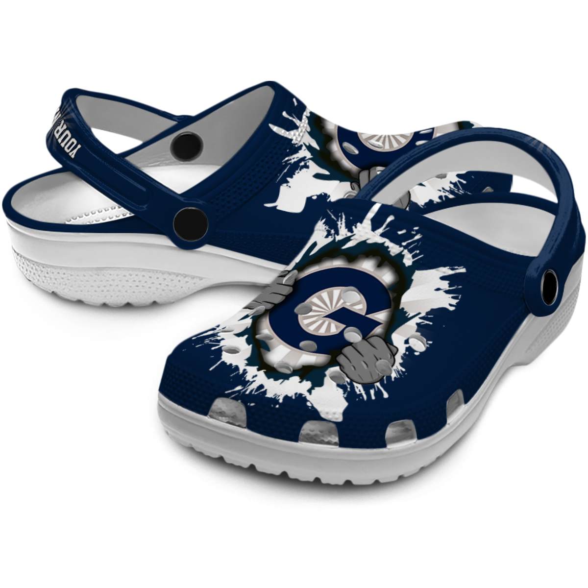 Georgetown Hoyas NCAA Sport Crocs Crocband Clogs Shoes Comfortable For Men Women and Kids