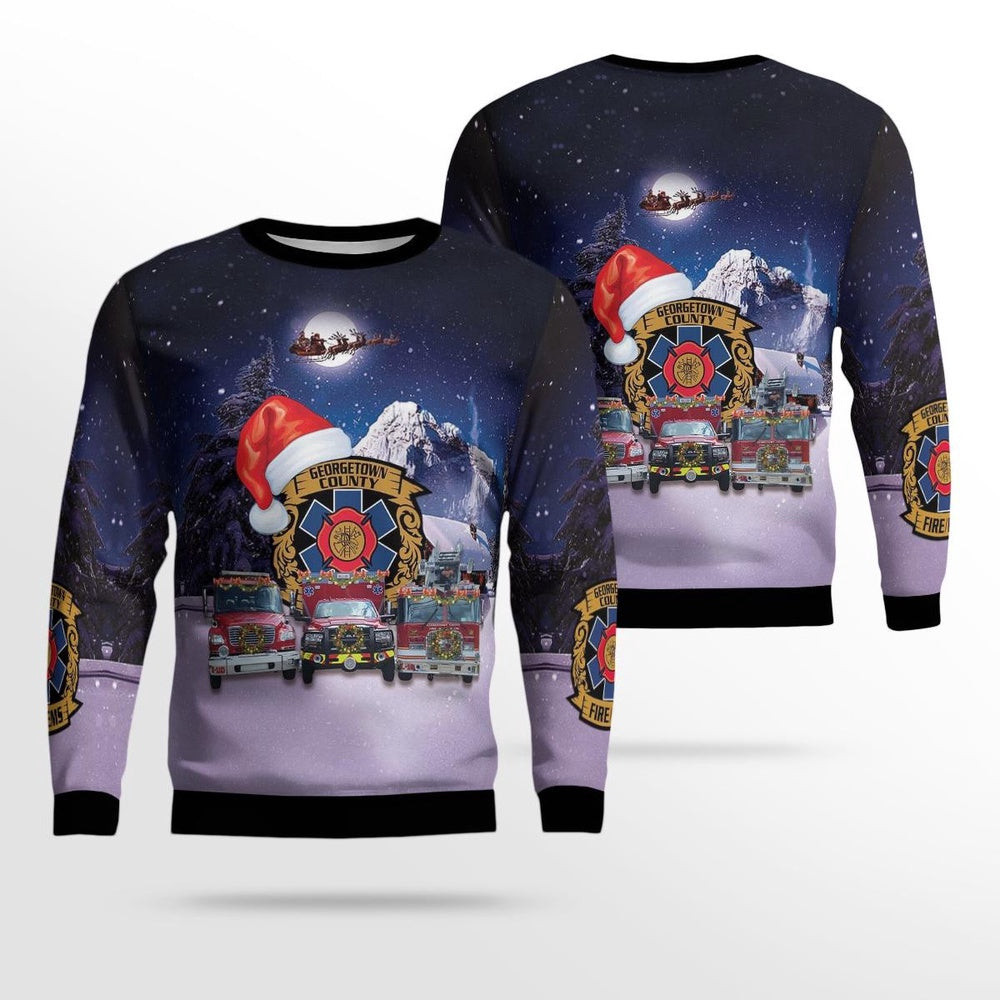 Georgetown South Carolina Georgetown County Fire And EMS AOP Ugly Sweater Xmas Unisex Sweater Christmas Gifts For Men Women