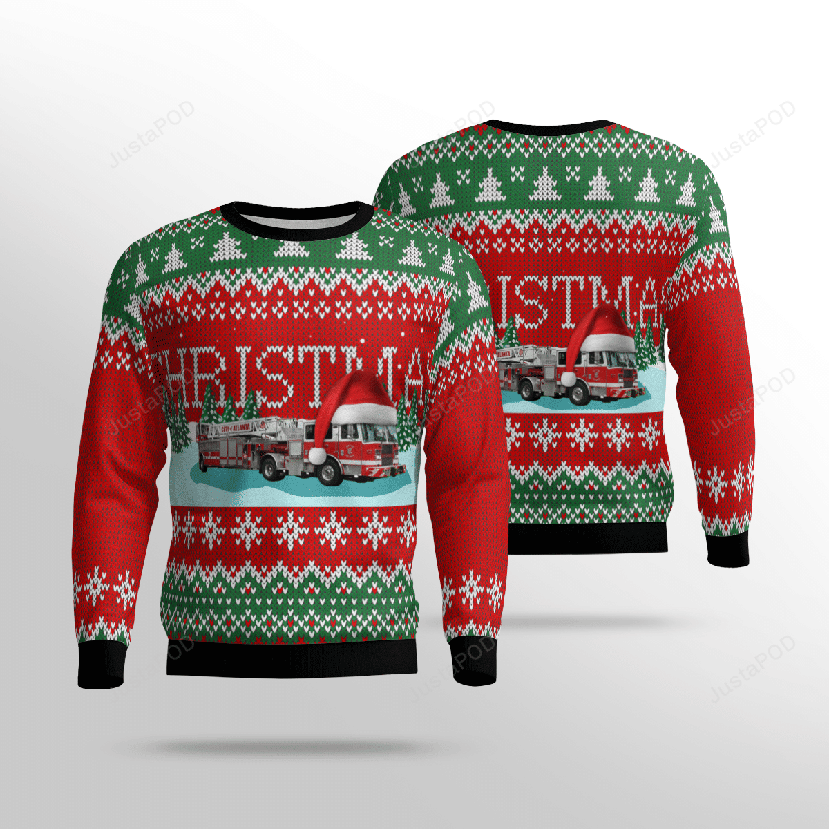 Georgia Atlanta Fire Rescue Department Ugly Christmas Sweater Adult 3D Funny Matching for family