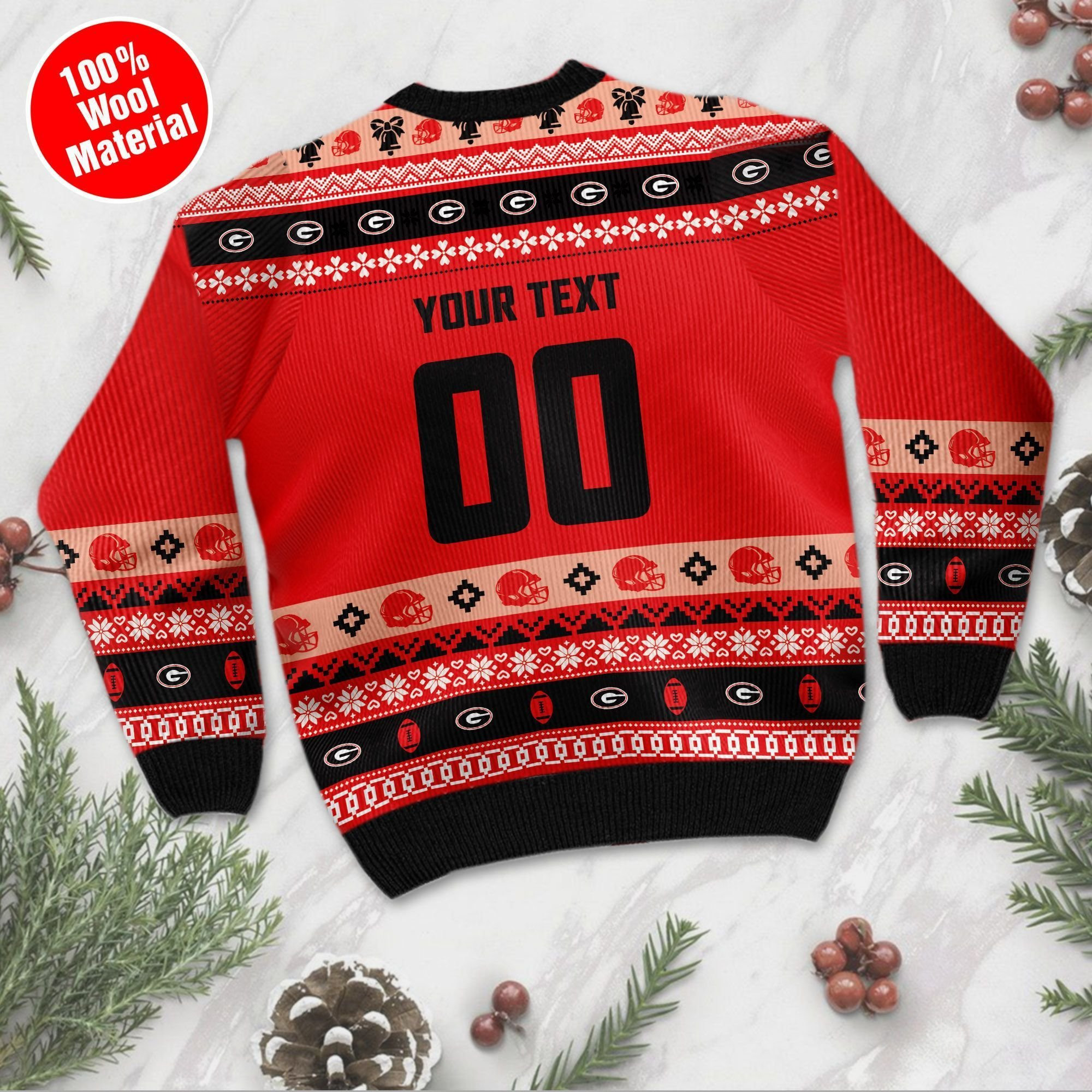 Georgia Bulldogs Custom Name & Number Personalized Ugly Christmas Sweater Adult 3D Funny Matching for family - Image 3