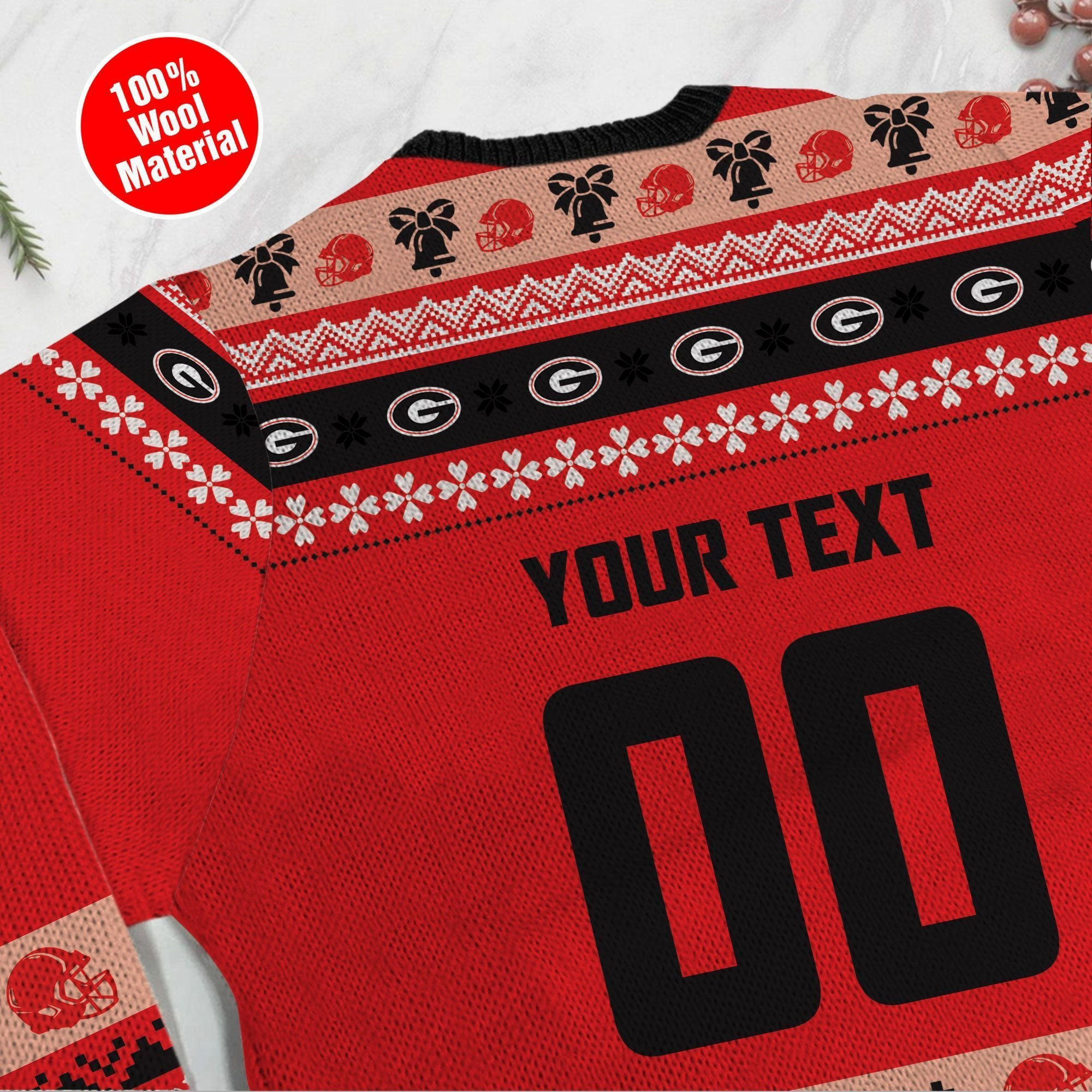 Georgia Bulldogs Custom Name & Number Personalized Ugly Christmas Sweater Adult 3D Funny Matching for family - Image 5