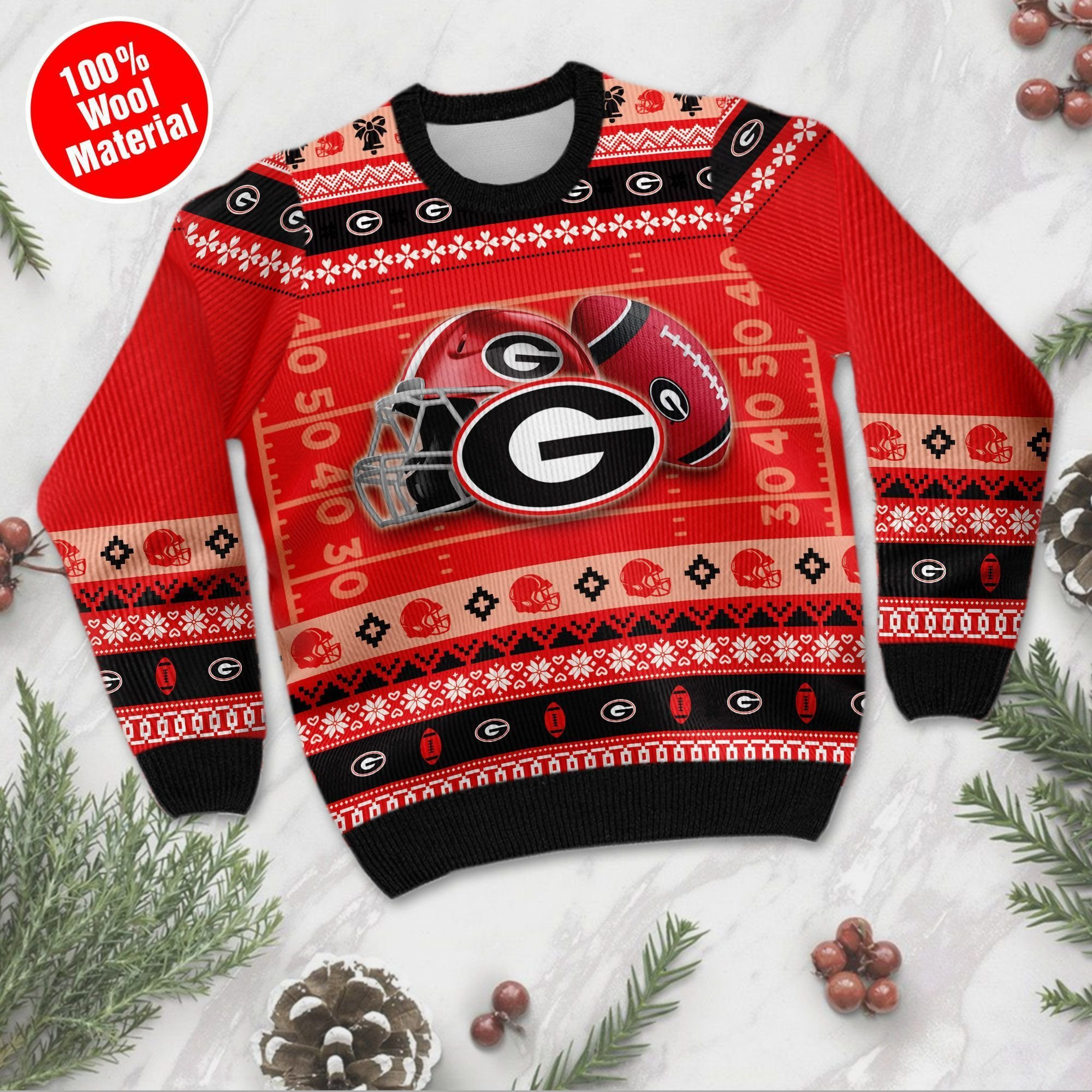 Georgia Bulldogs Custom Name & Number Personalized Ugly Christmas Sweater Adult 3D Funny Matching for family - Image 2
