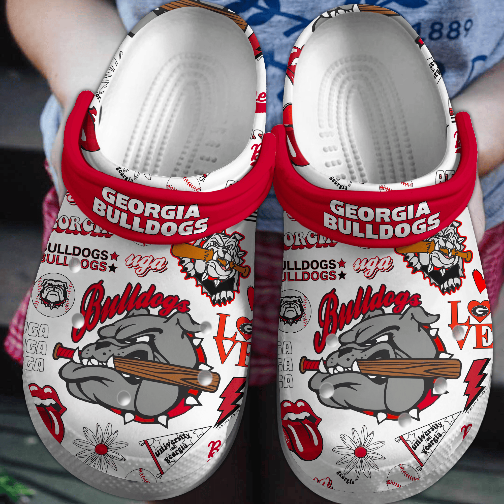 Georgia Bulldogs Football NCAA Sport Crocs Crocband Clogs Shoes Comfortable For Men Women and Kids