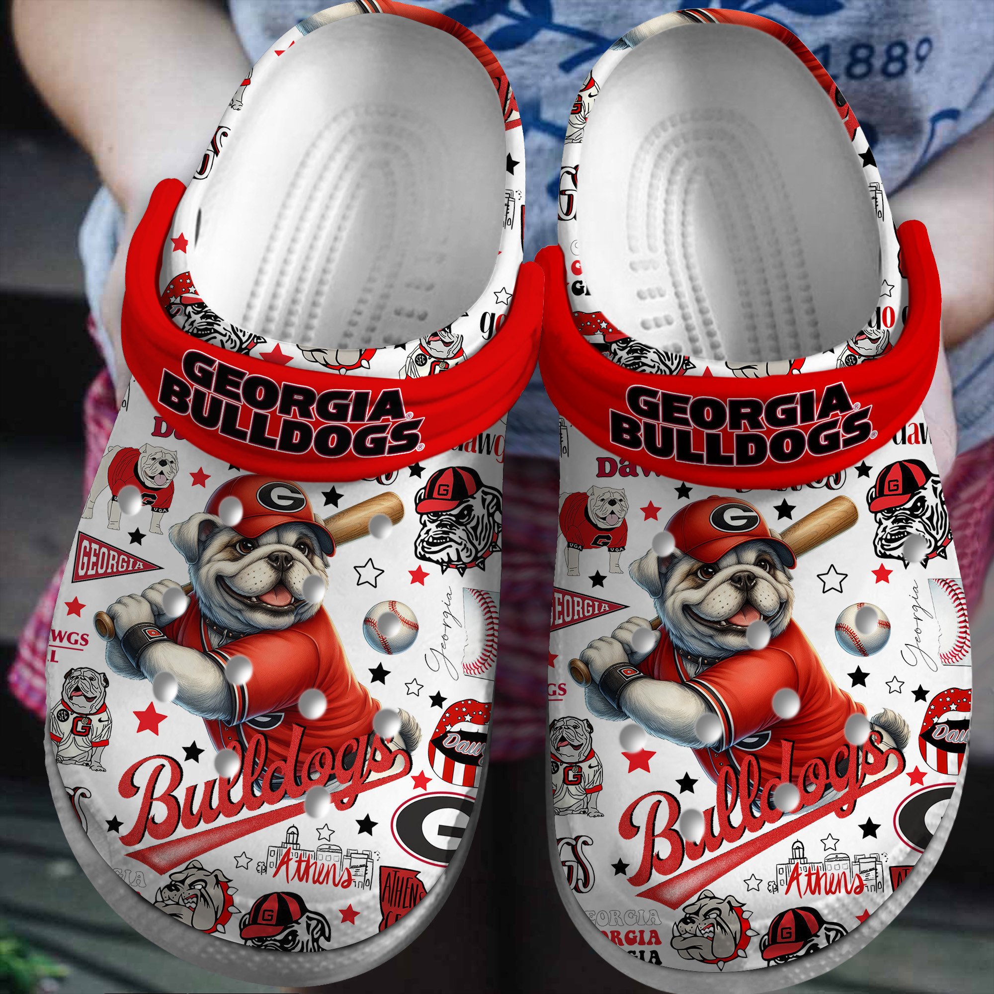 Georgia Bulldogs Football NCAA SportCrocs Crocband Clogs Shoes Comfortable For Men Women and Kids
