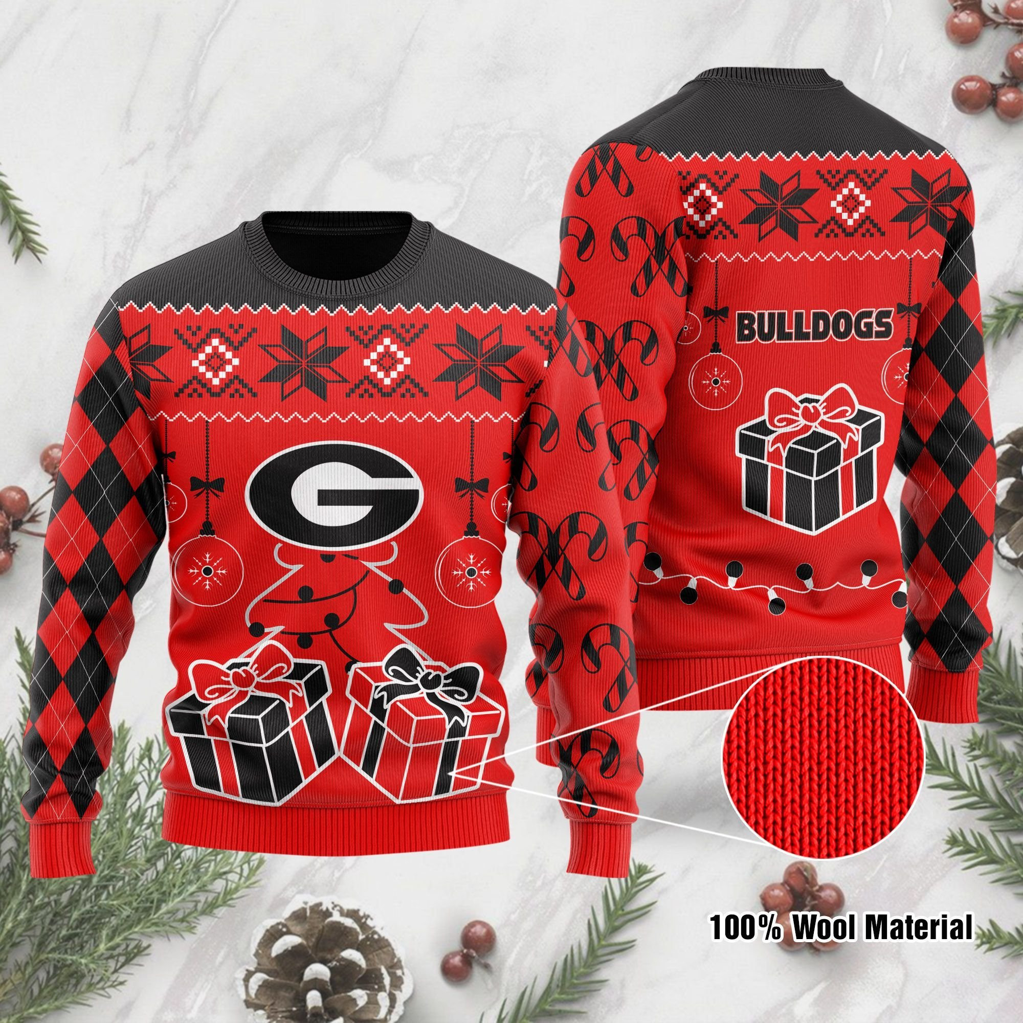 Georgia Bulldogs Funny Ugly Christmas Sweater Adult 3D Funny Matching for family