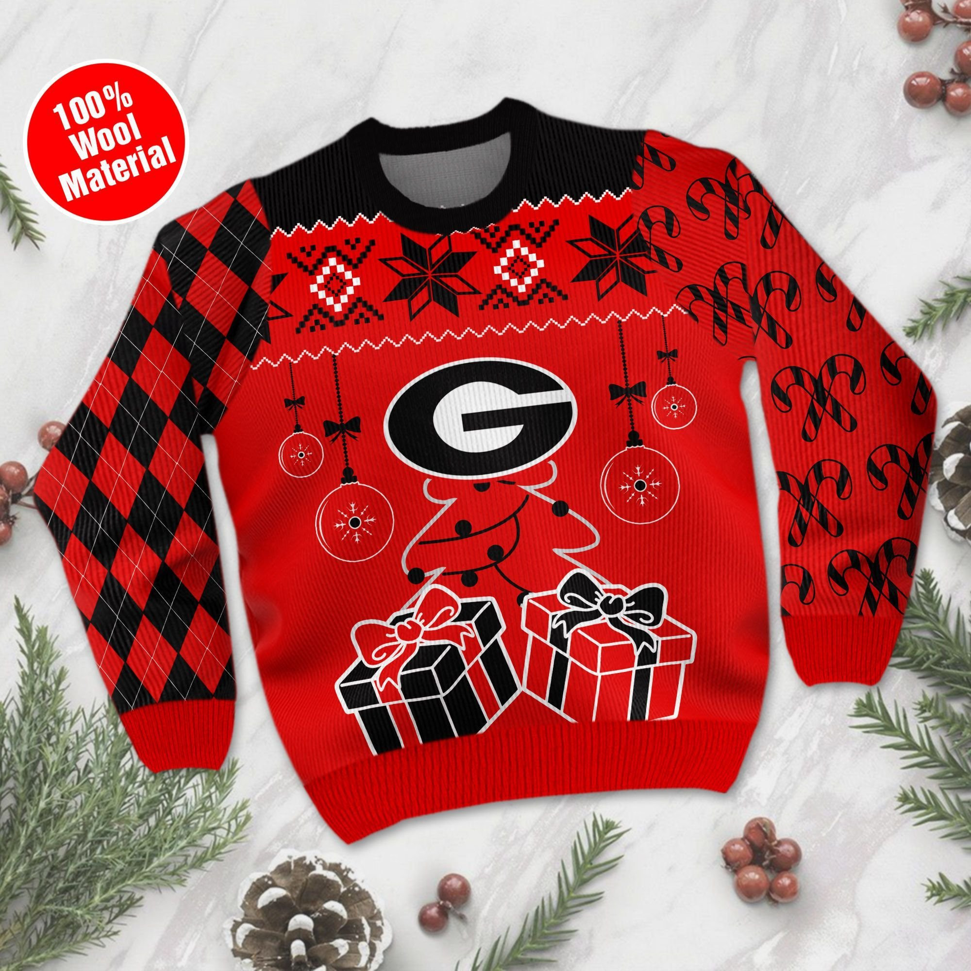 Georgia Bulldogs Funny Ugly Christmas Sweater Adult 3D Funny Matching for family - Image 2