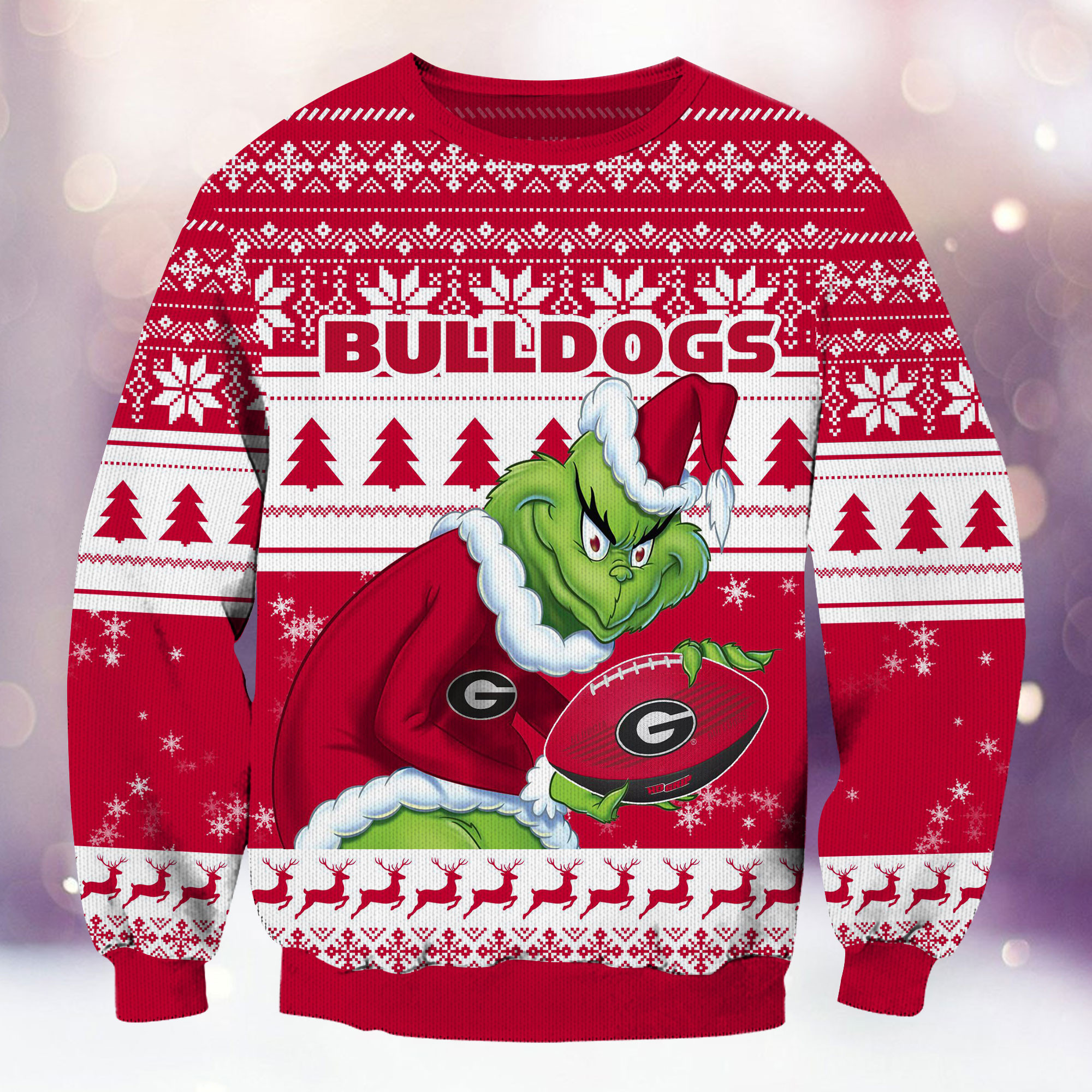 Georgia Bulldogs Grinch Ugly Christmas Sweater Adult 3D Funny Matching for family - Image 2