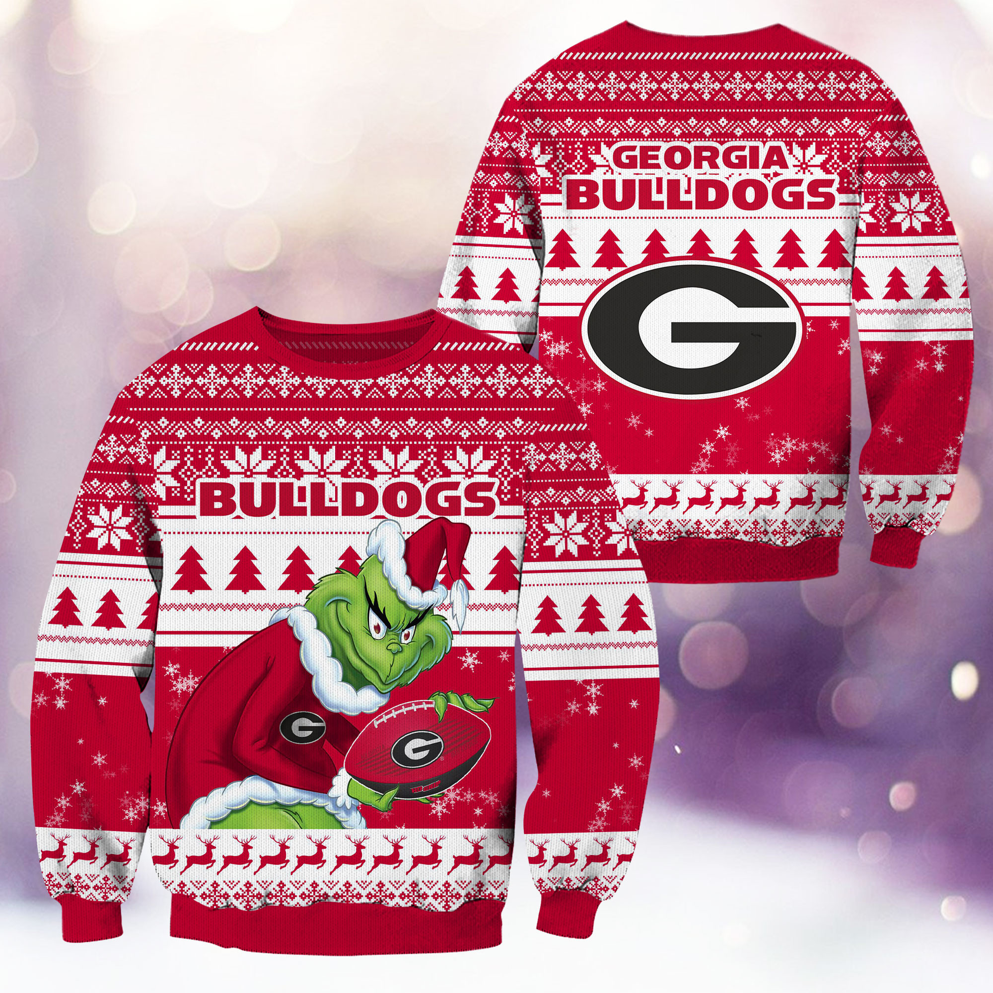 Georgia Bulldogs Grinch Ugly Christmas Sweater Adult 3D Funny Matching for family