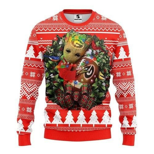 Georgia Bulldogs Groot Hug Ugly Christmas Sweater Adult 3D Funny Matching for family