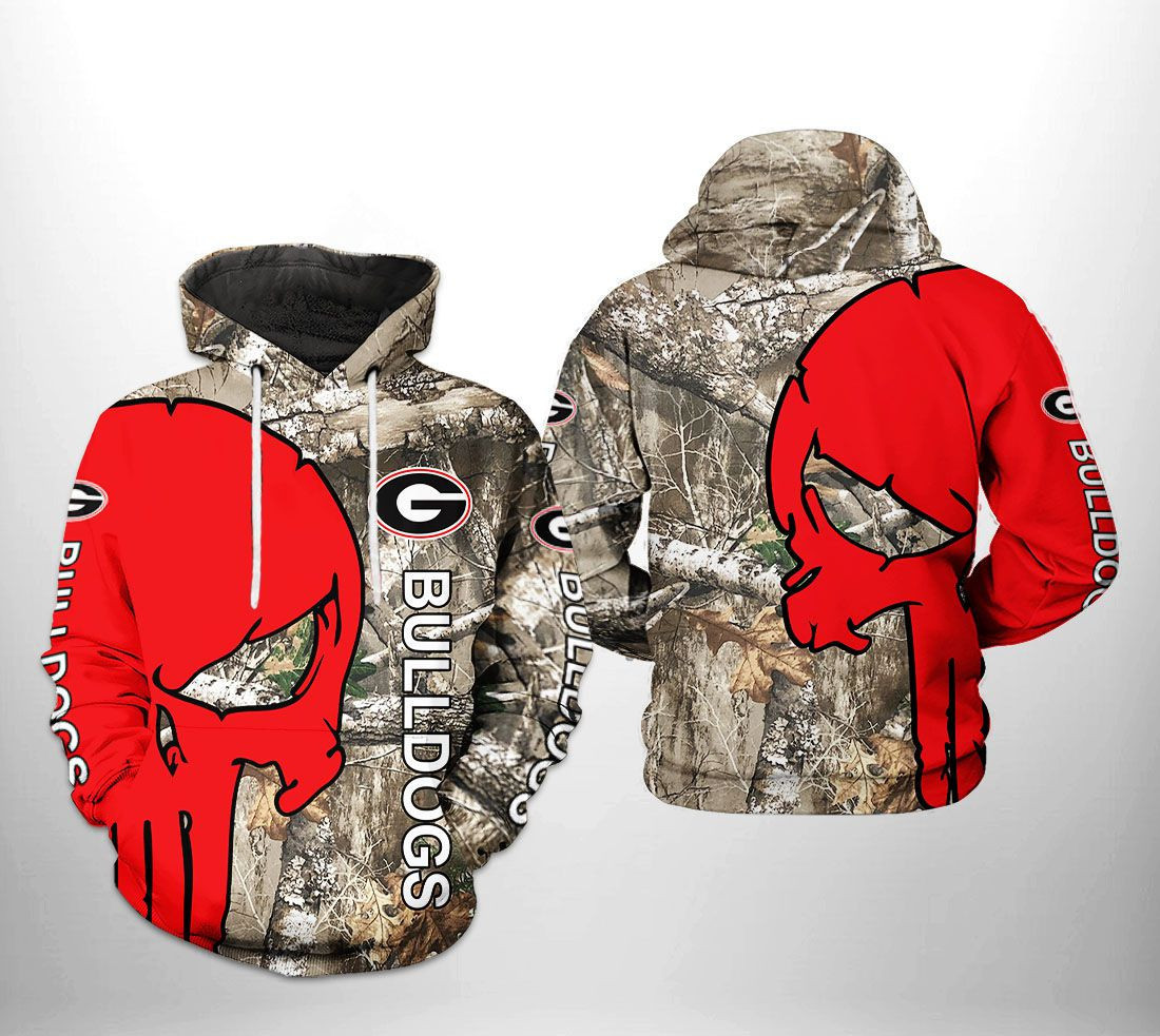 Georgia Bulldogs NCAA Camo Veteran Hunting 3D All Over Print Hoodie, Zip Hoodie
