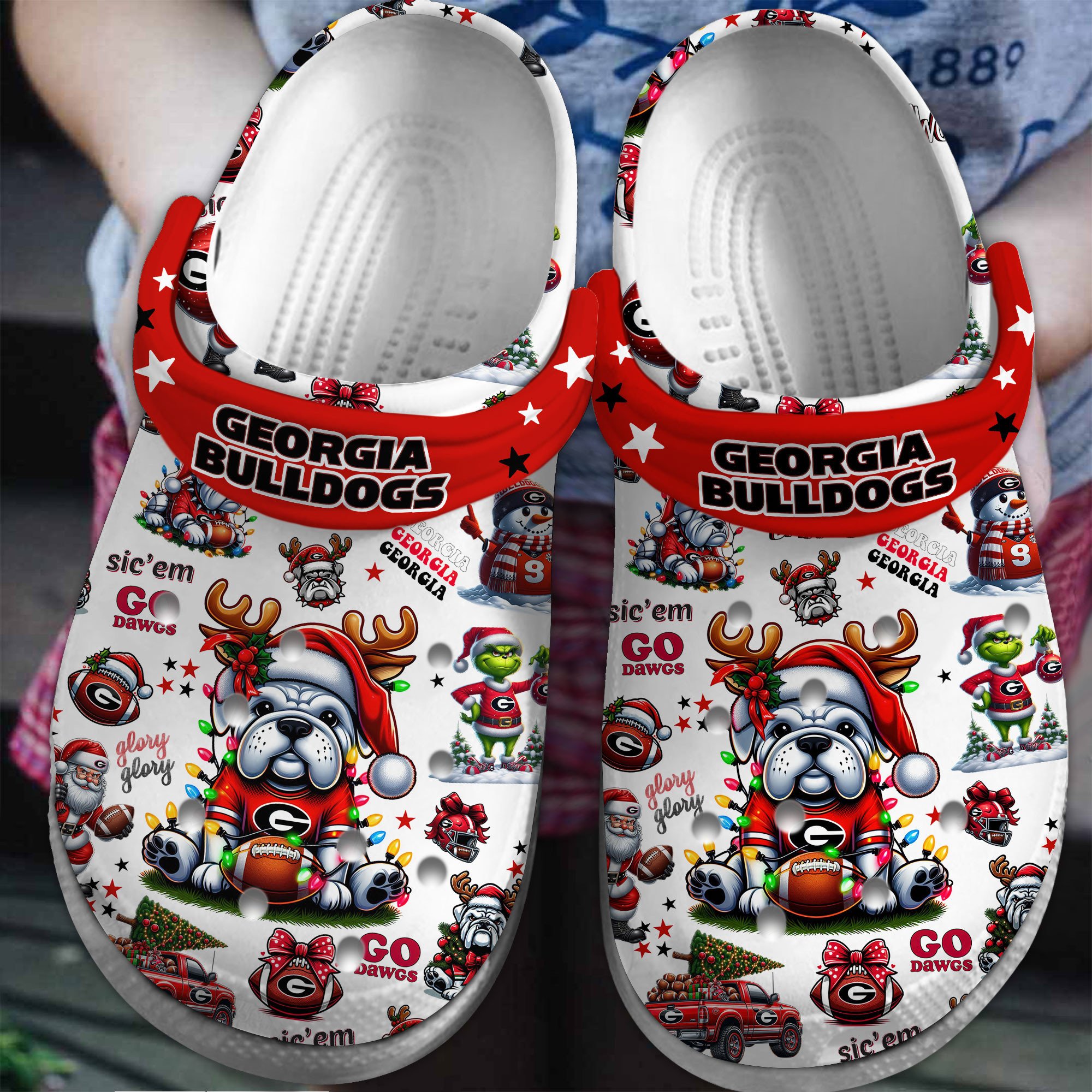 Georgia Bulldogs NCAA Sport Christmas Crocs Crocband Clogs Shoes Comfortable For Men Women and Kids