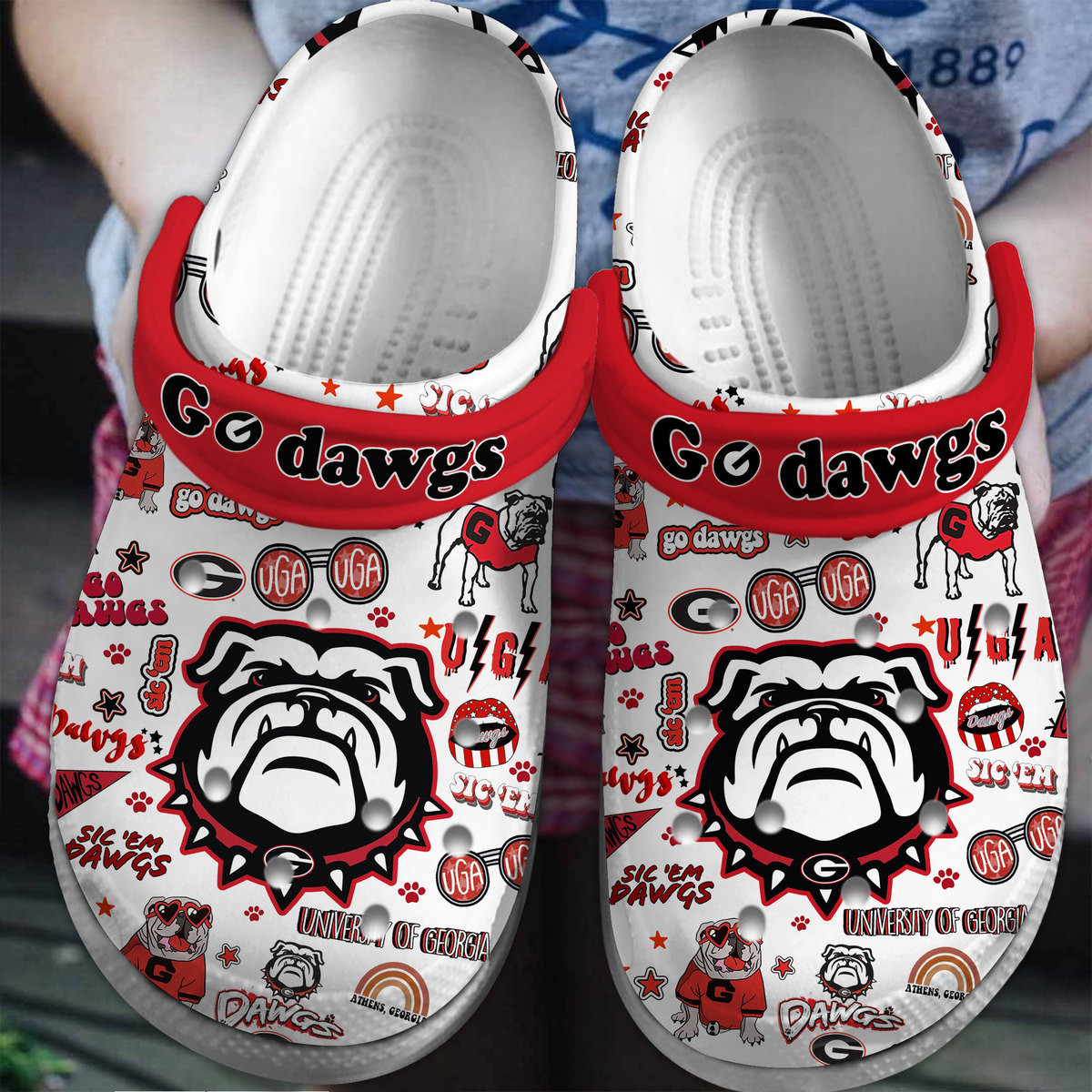 Georgia Bulldogs NCAA Sport Crocs Crocband Clogs Shoes Comfortable For Men Women and Kids