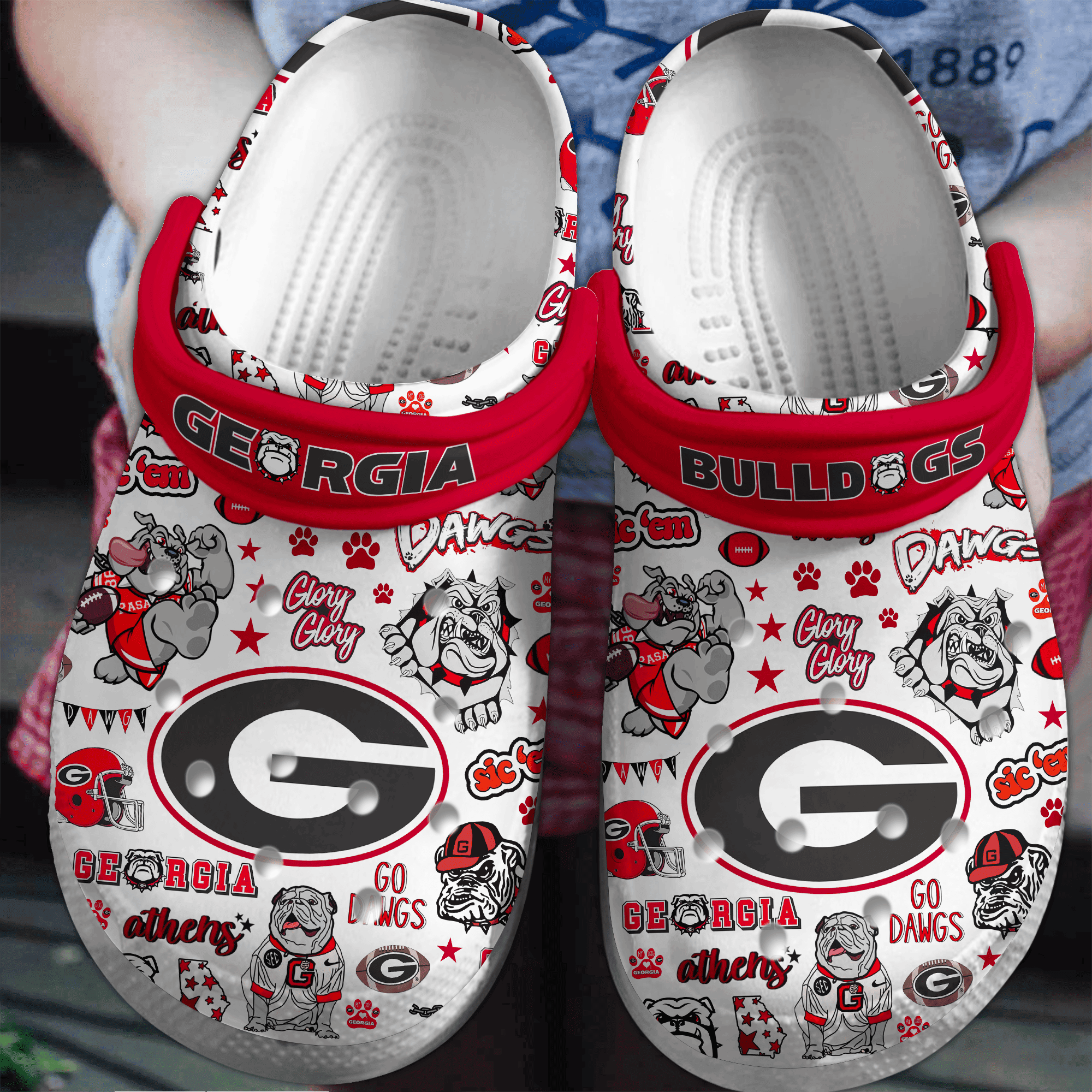 Georgia Bulldogs NCAA Sport Crocs Crocband Clogs Shoes Comfortable For Men Women and Kids