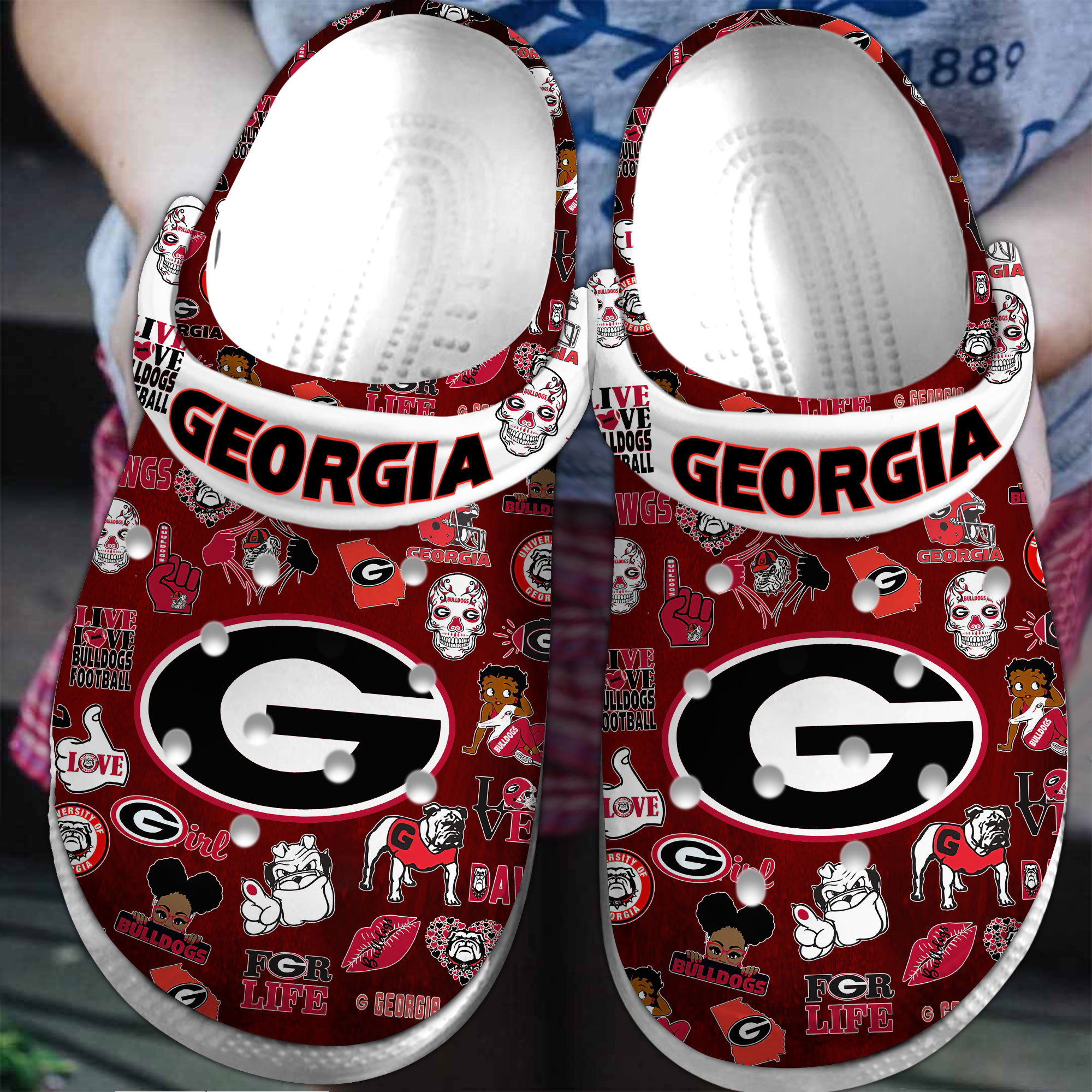 Georgia Bulldogs NCAA Sport Crocs Crocband Clogs Shoes Comfortable For Men Women and Kids