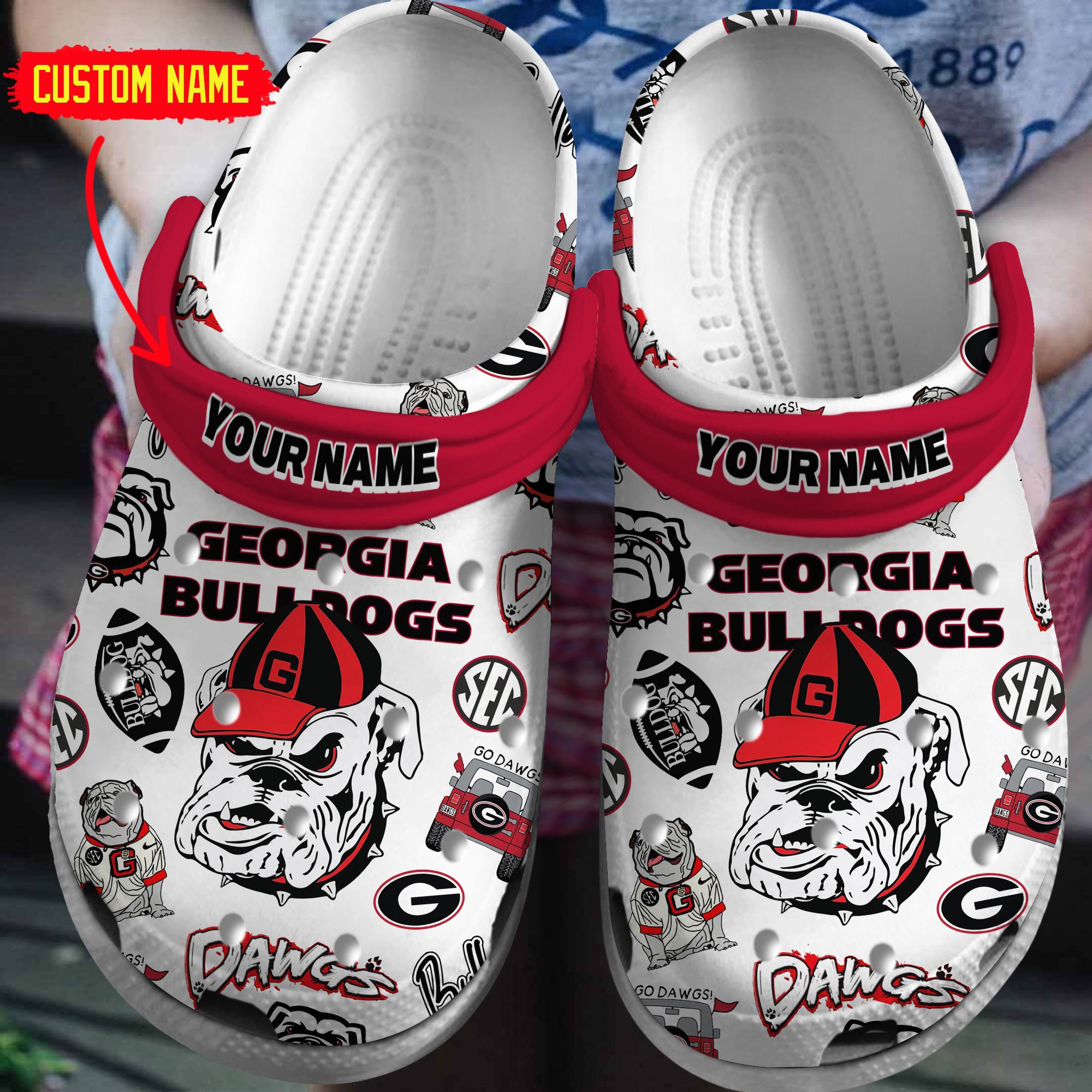 Georgia Bulldogs NCAA Sport Crocs Crocband Clogs Shoes Comfortable For Men Women and Kids