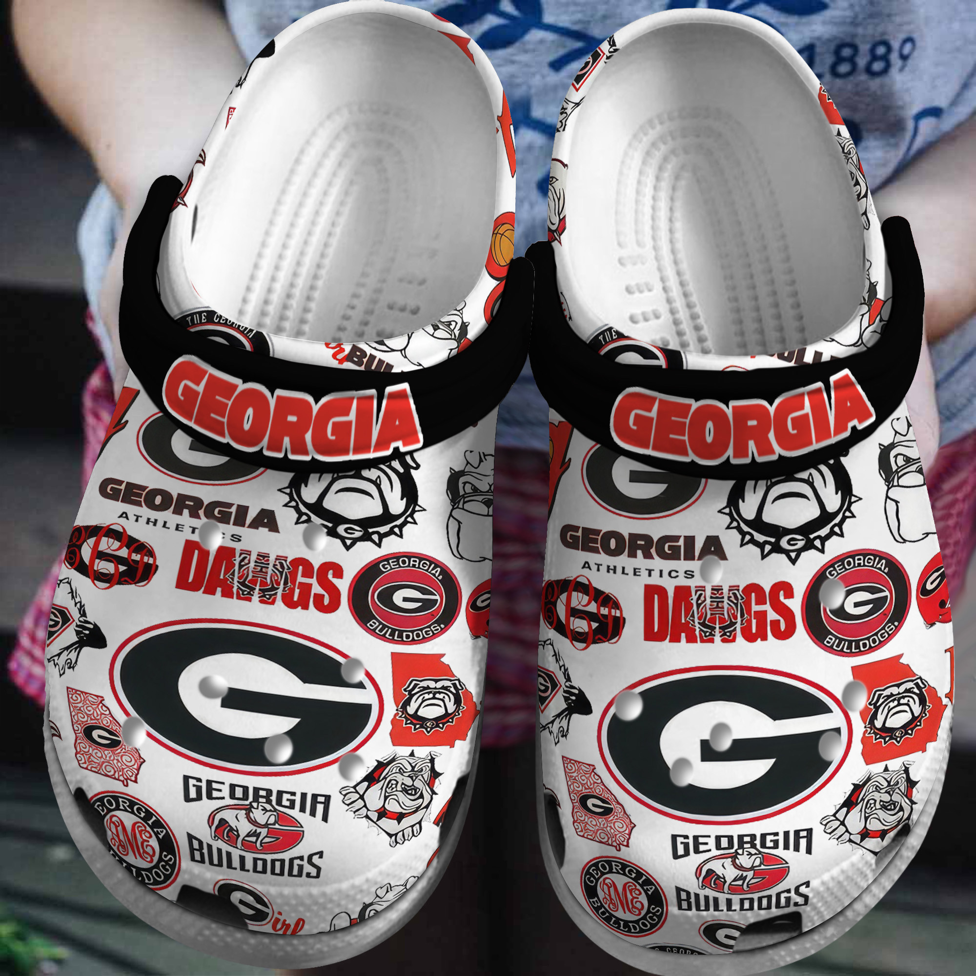 Georgia Bulldogs NCAA Sport Crocs Crocband Clogs Shoes Comfortable For Men Women and Kids