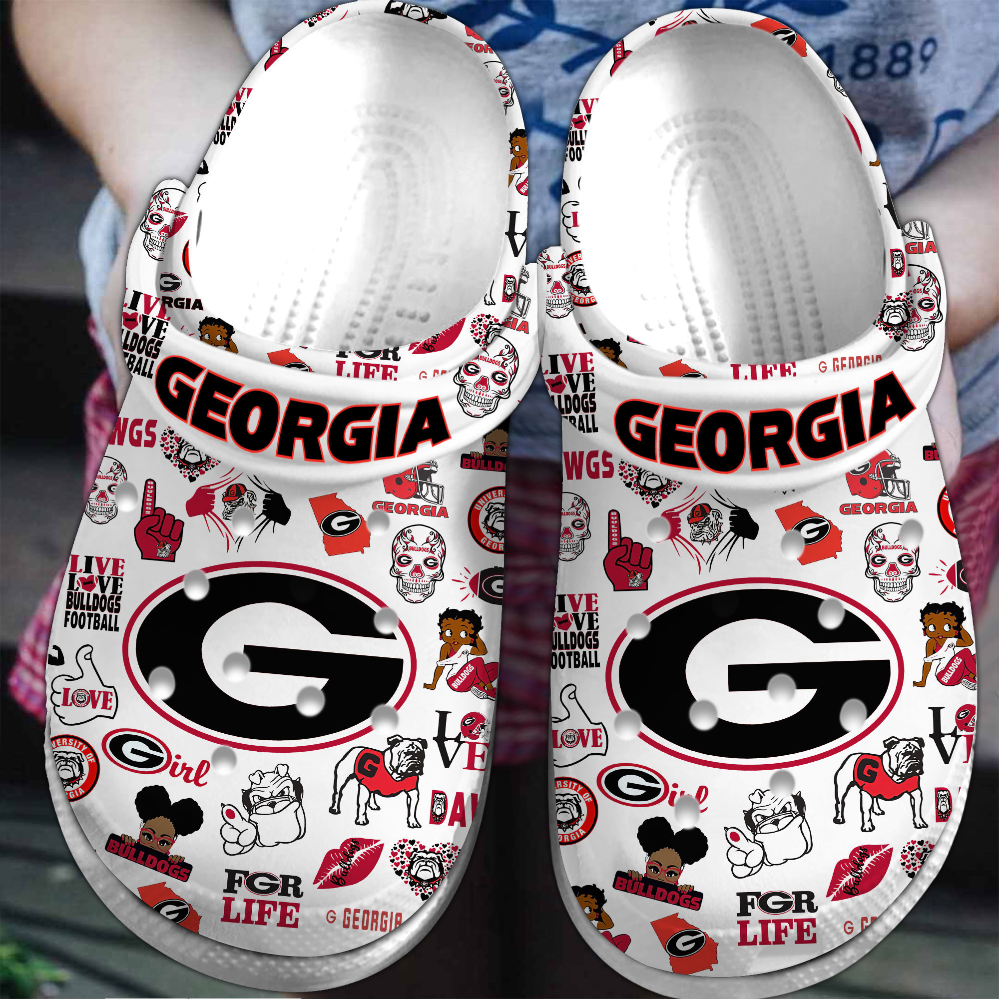 Georgia Bulldogs NCAA Sport Crocs Crocband Clogs Shoes Comfortable For Men Women and Kids