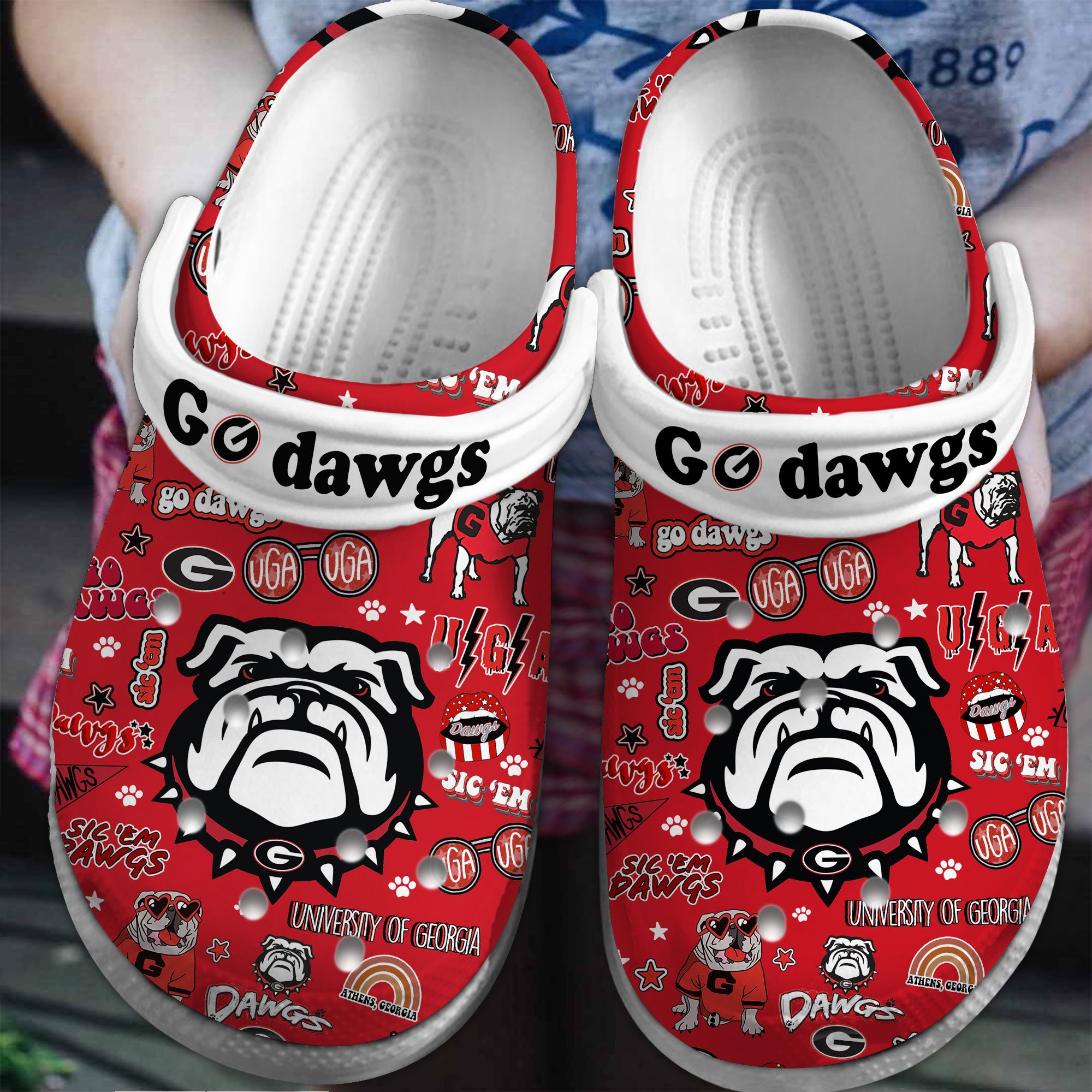 Georgia Bulldogs NCAA Sport Crocs Crocband Clogs Shoes Comfortable For Men Women and Kids
