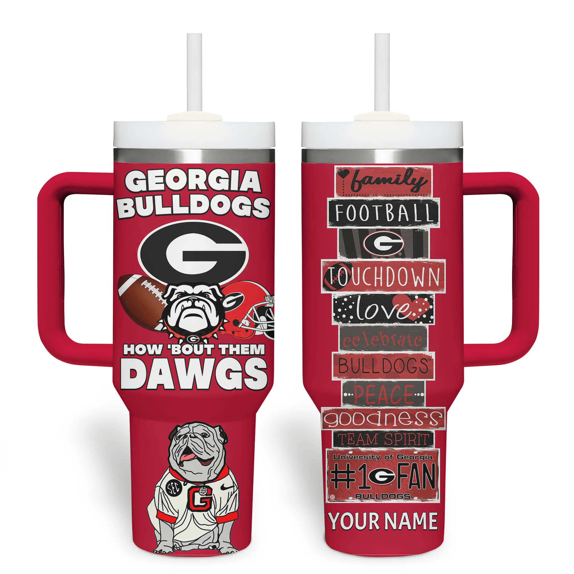 Georgia Bulldogs NCAA Sports Custom Stanley Cup 40 oz 30 oz Tumbler With HandleTVC2301413