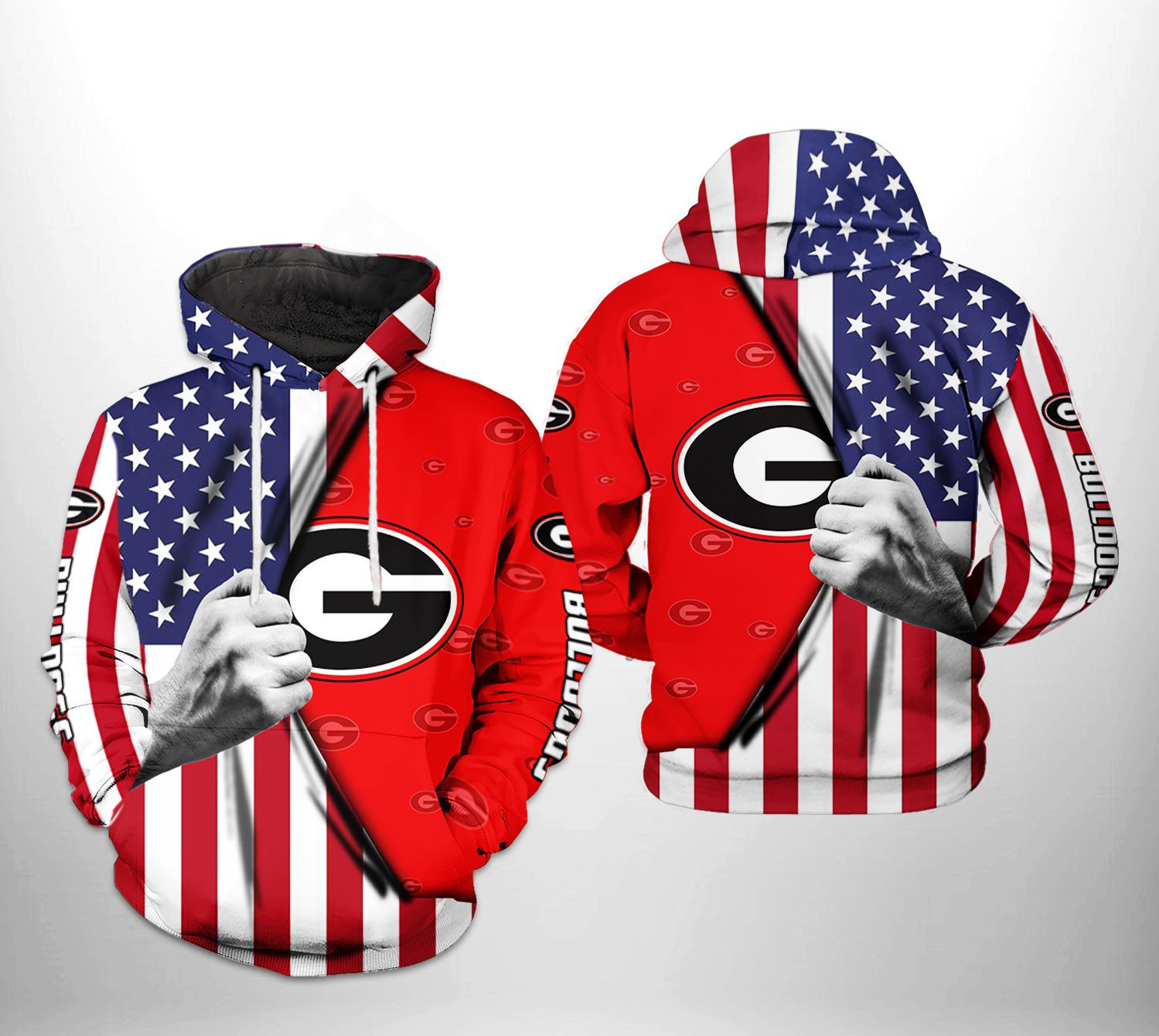 Georgia Bulldogs NCAA US FLag 3D All Over Print Hoodie, Zip Hoodie