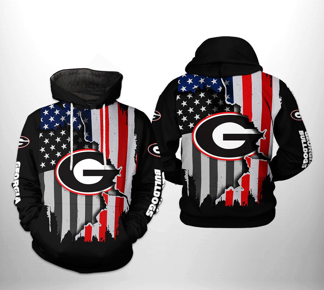 Georgia Bulldogs NCAA US Flag 3D All Over Print Hoodie, Zip Hoodie