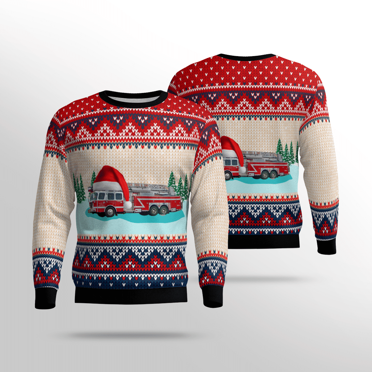 Georgia Columbus Fire And Ems Truck Ugly Christmas Sweater Adult 3D Funny Matching for family
