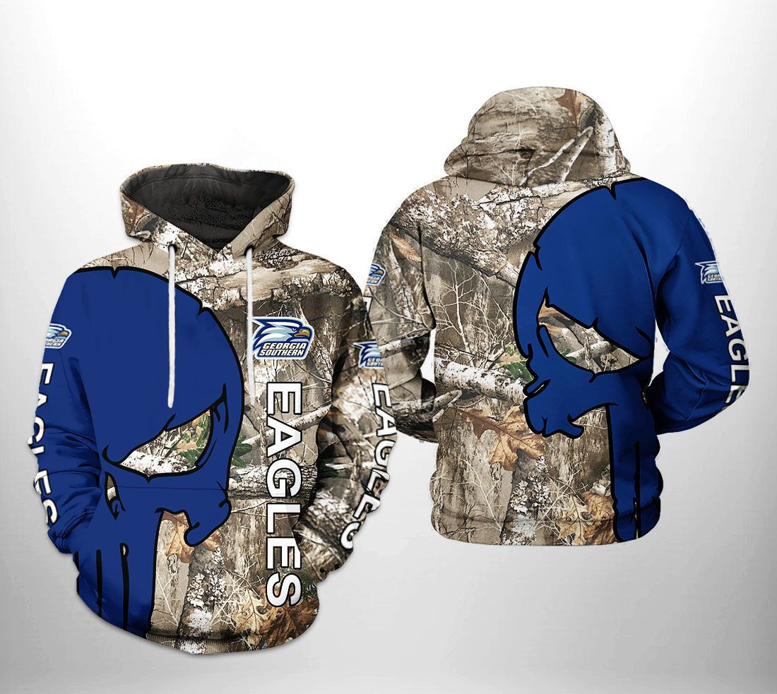 Georgia Southern Eagles NCAA Camo Veteran Hunting 3D All Over Print Hoodie, Zip Hoodie