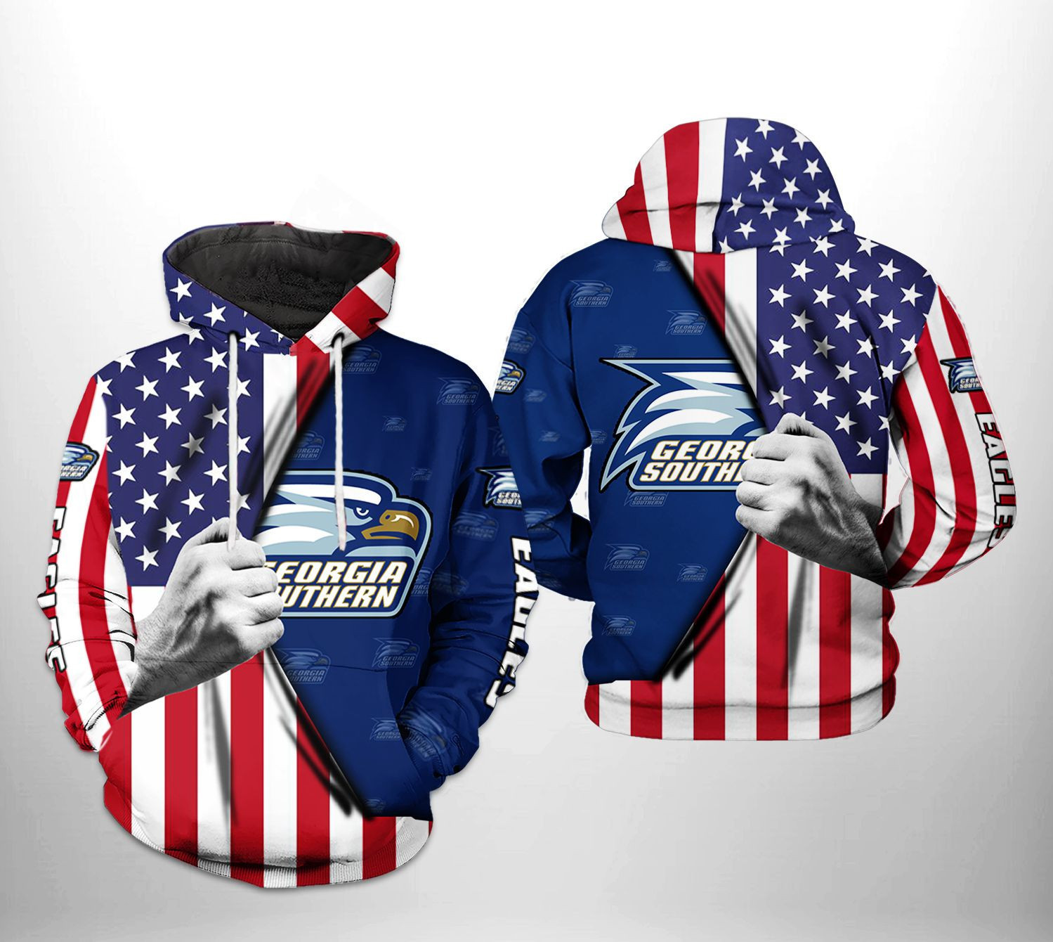 Georgia Southern Eagles NCAA US FLag 3D All Over Print Hoodie, Zip Hoodie