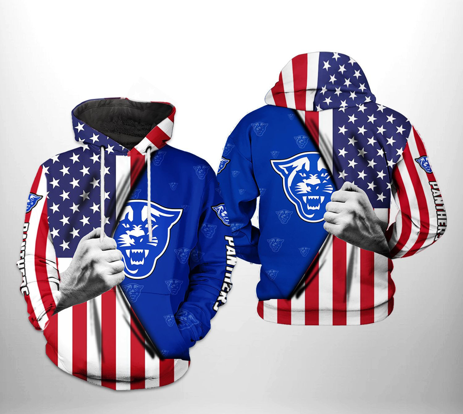 Georgia State Panthers NCAA US FLag 3D All Over Print Hoodie, Zip Hoodie