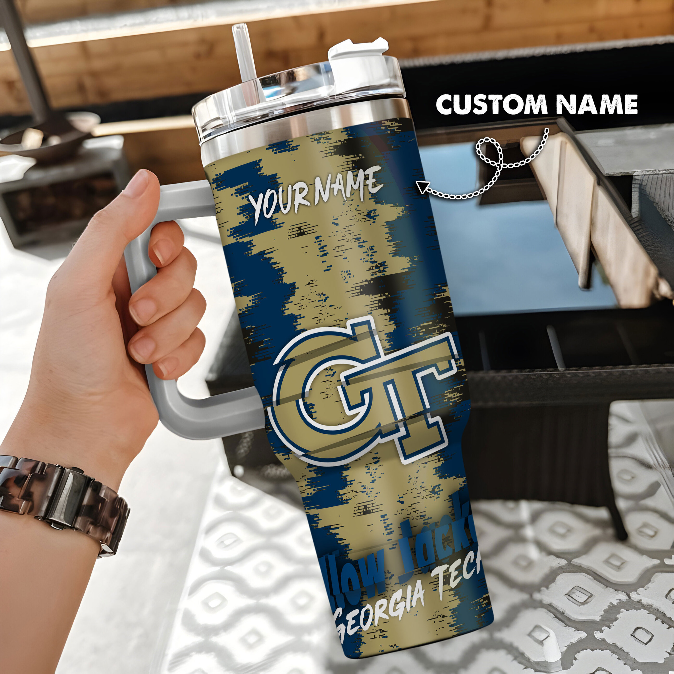 Georgia Tech Yellow Jackets NCAA Custom Stanley Cup 40 oz 30 oz Tumbler With HandleTVC230110