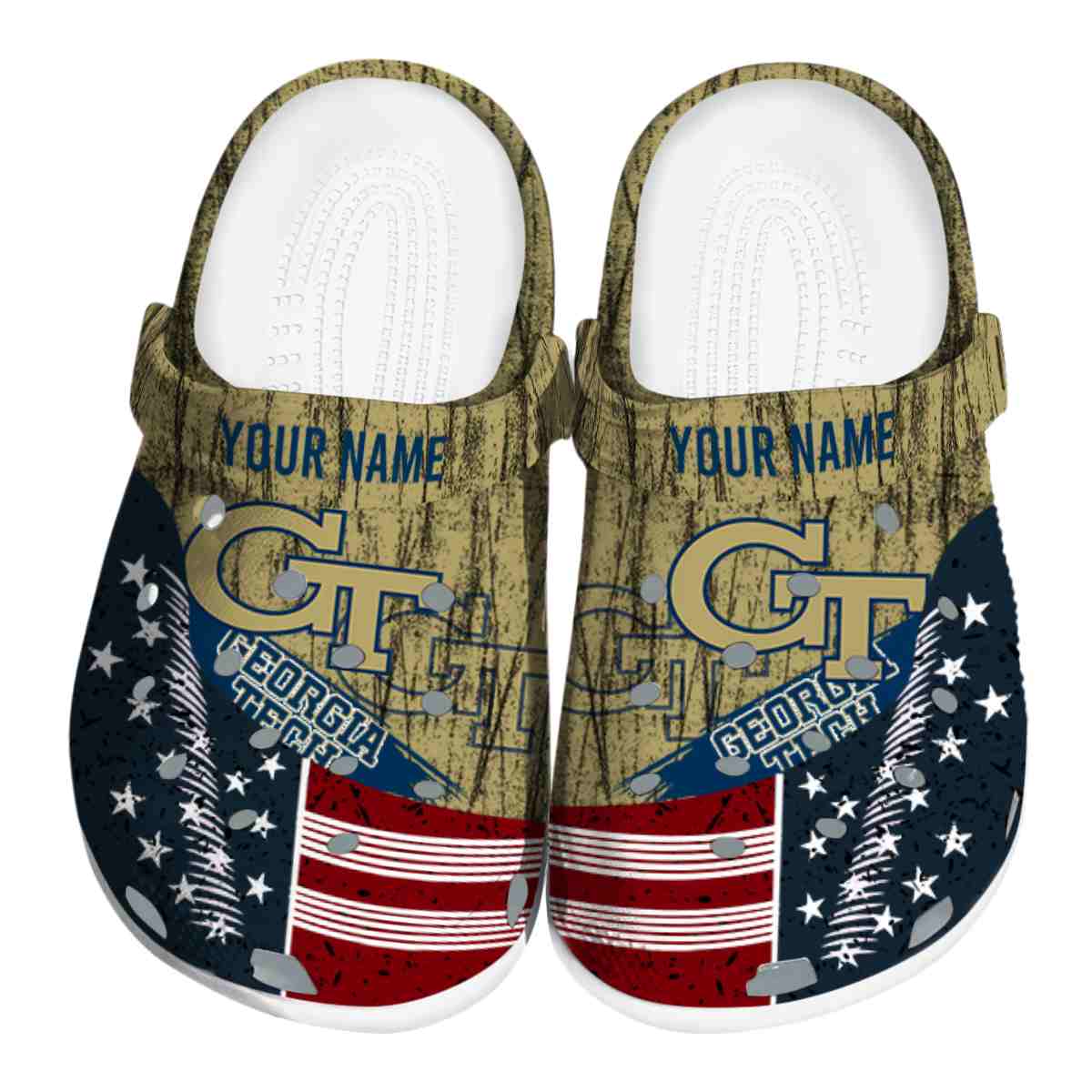 Georgia Tech Yellow Jackets NCAA Sport Crocs Crocband Clogs Shoes Comfortable For Men Women and Kids