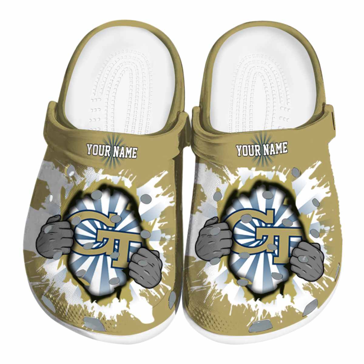 Georgia Tech Yellow Jackets NCAA Sport Crocs Crocband Clogs Shoes Comfortable For Men Women and Kids