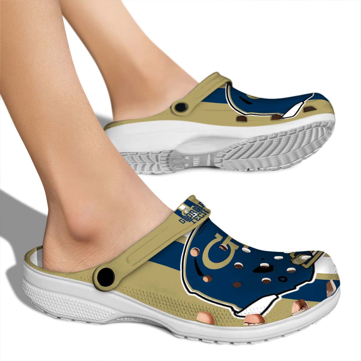 Georgia Tech Yellow Jackets NCAA Sport Crocs Crocband Clogs Shoes Comfortable For Men Women and Kids - Image 2