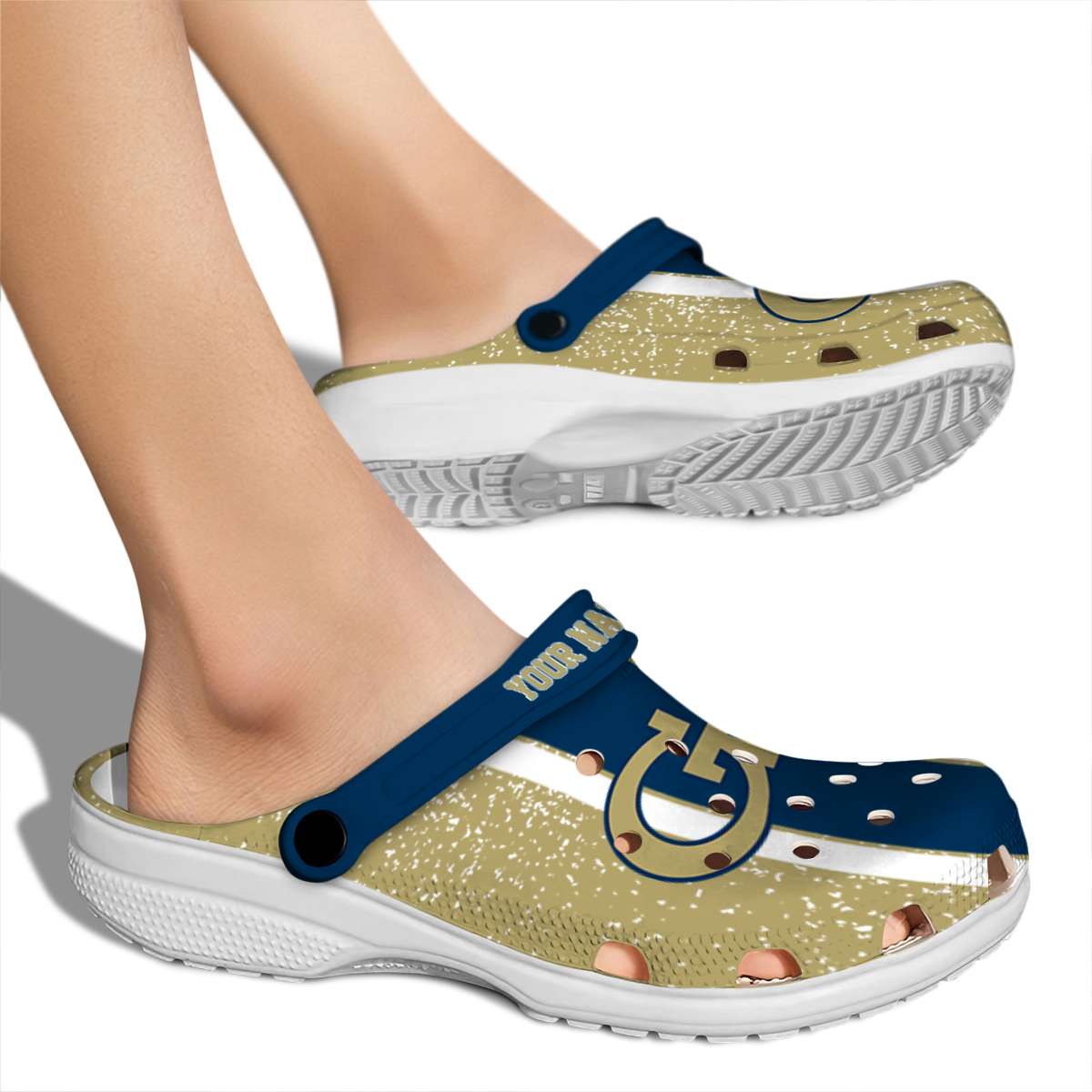 Georgia Tech Yellow Jackets NCAA Sport Crocs Crocband Clogs Shoes Comfortable For Men Women and Kids - Image 2