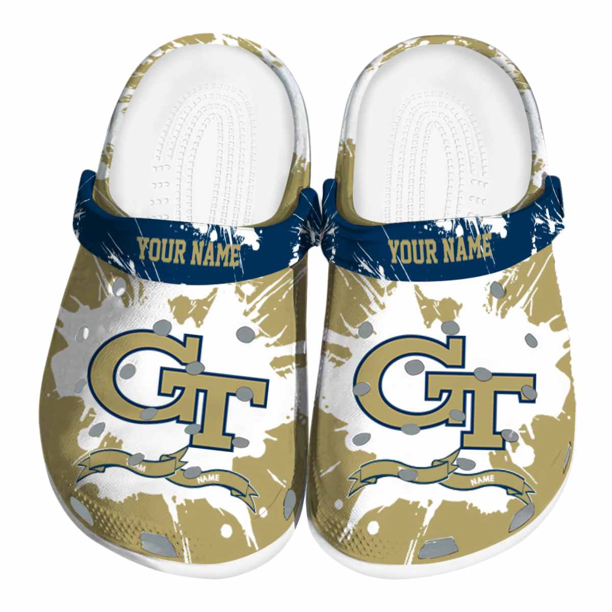 Georgia Tech Yellow Jackets NCAA Sport Crocs Crocband Clogs Shoes Comfortable For Men Women and Kids