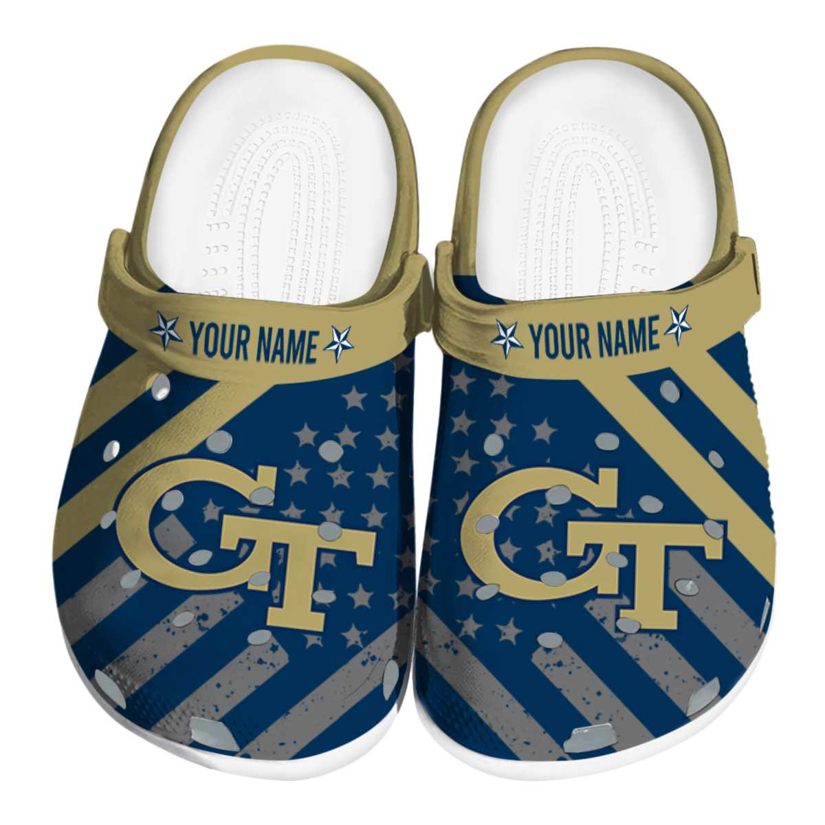 Georgia Tech Yellow Jackets NCAA Sport Crocs Crocband Clogs Shoes Comfortable For Men Women and Kids